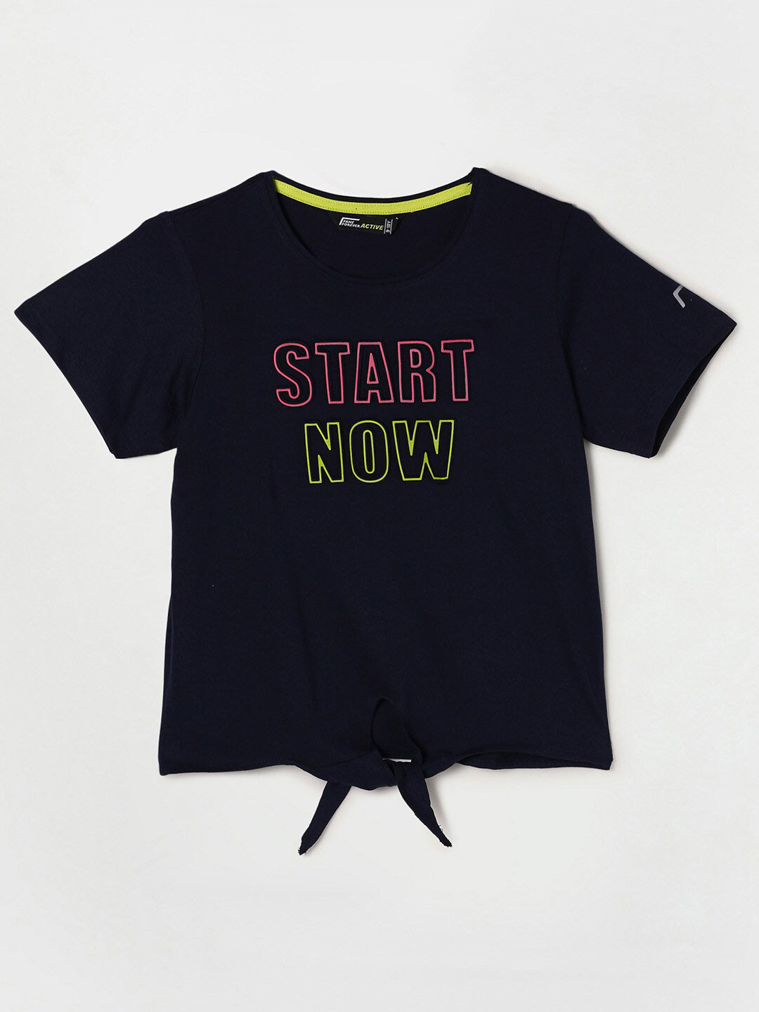 

Fame Forever by Lifestyle Girls Navy Blue Cotton Typography Printed T-shirt