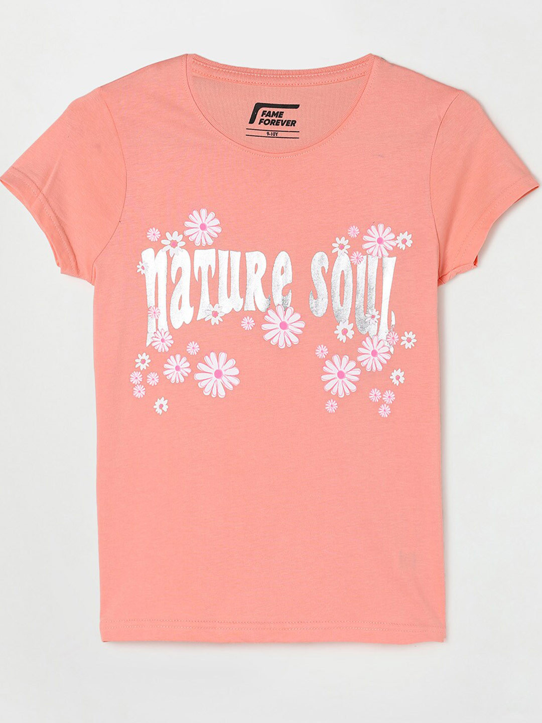 

Fame Forever by Lifestyle Girls Peach-Coloured Typography Printed T-shirt