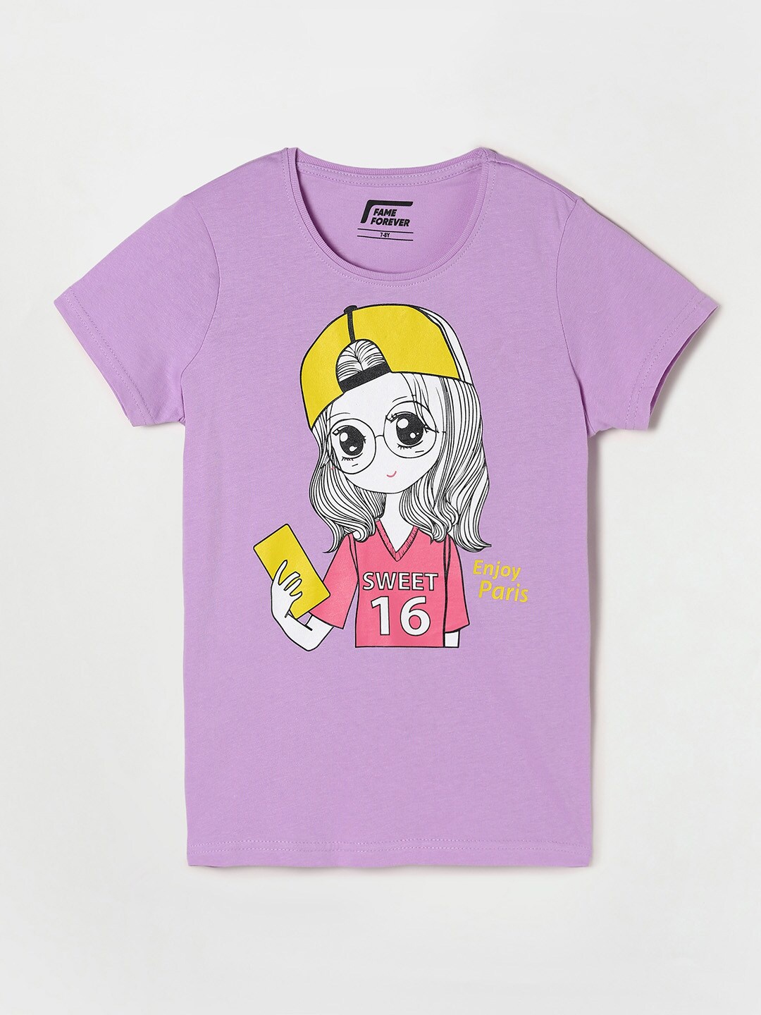 

Fame Forever by Lifestyle Girls Purple Printed Cotton T-shirt