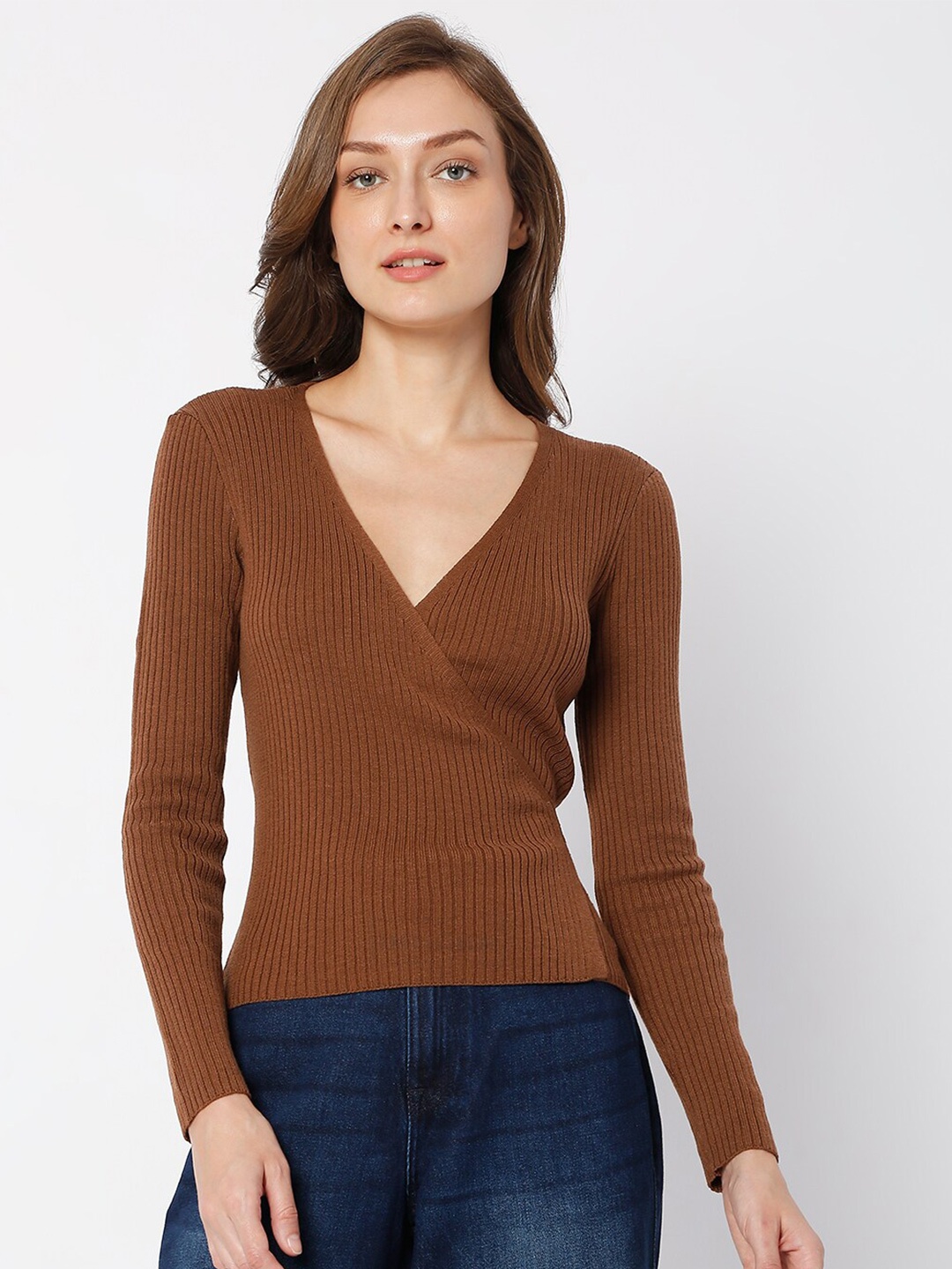 

Vero Moda Women Brown Wrap Top