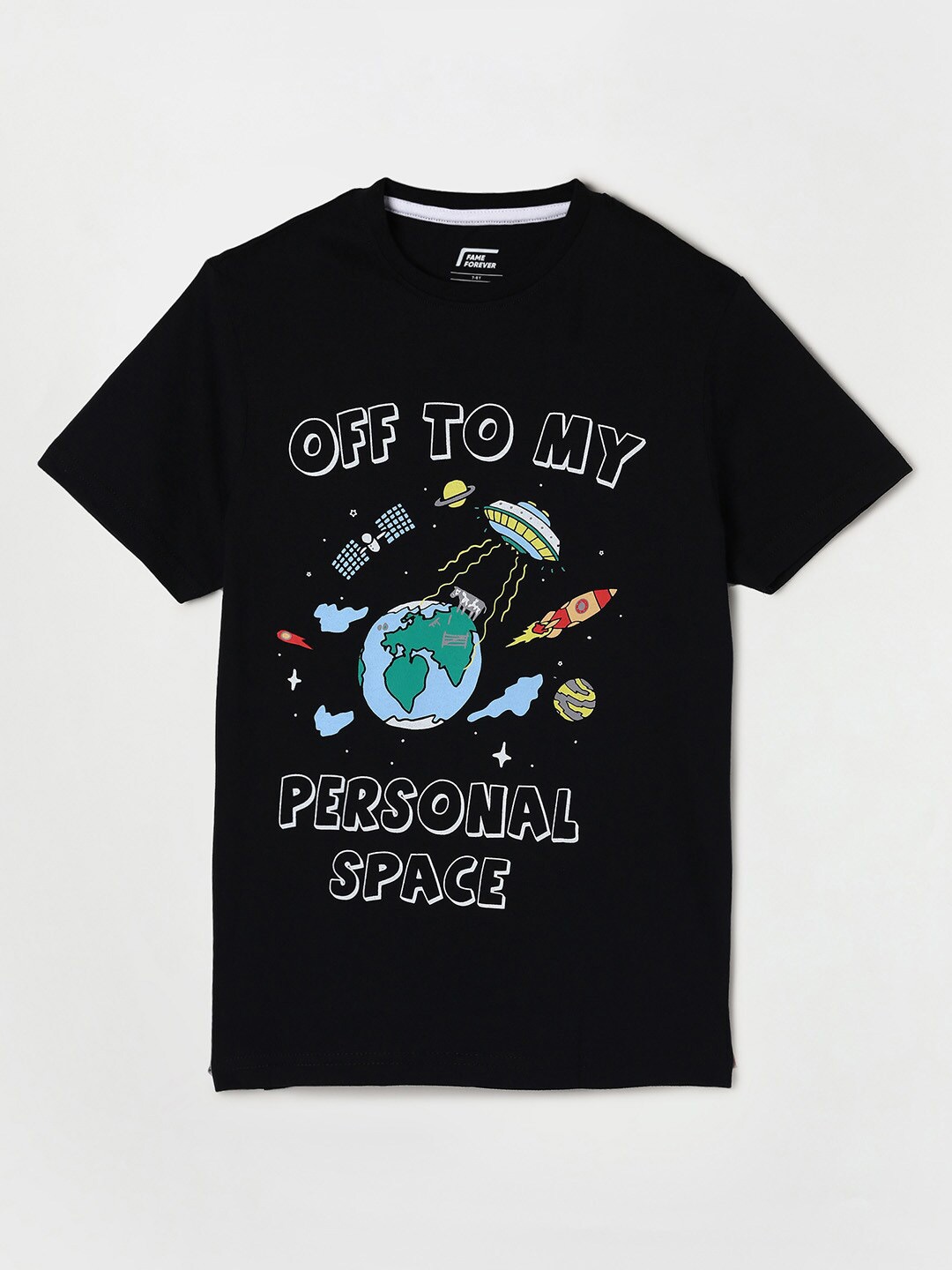 

Fame Forever by Lifestyle Boys Black Typography Printed T-shirt