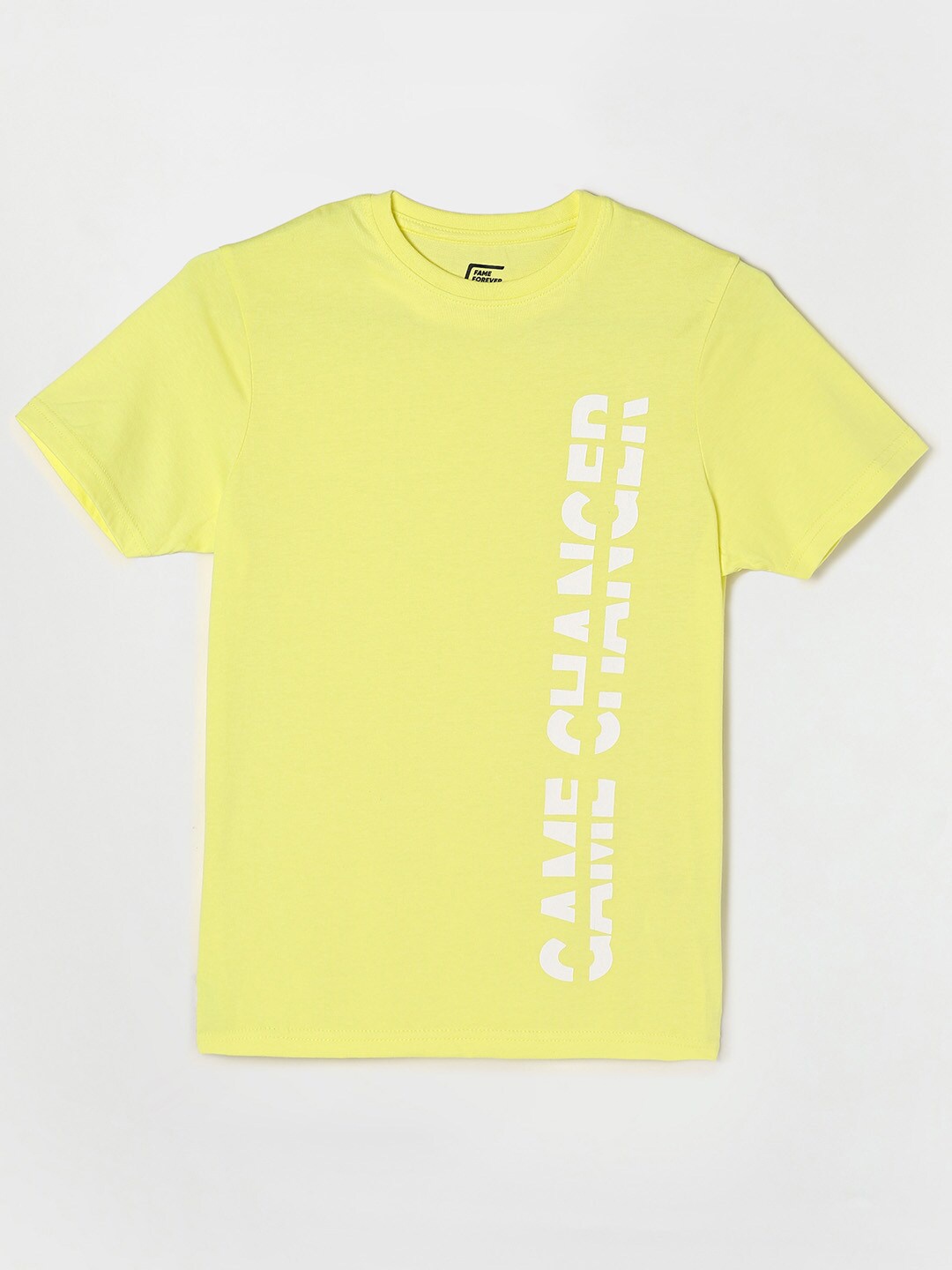 

Fame Forever by Lifestyle Boys Yellow Typography Printed T-shirt