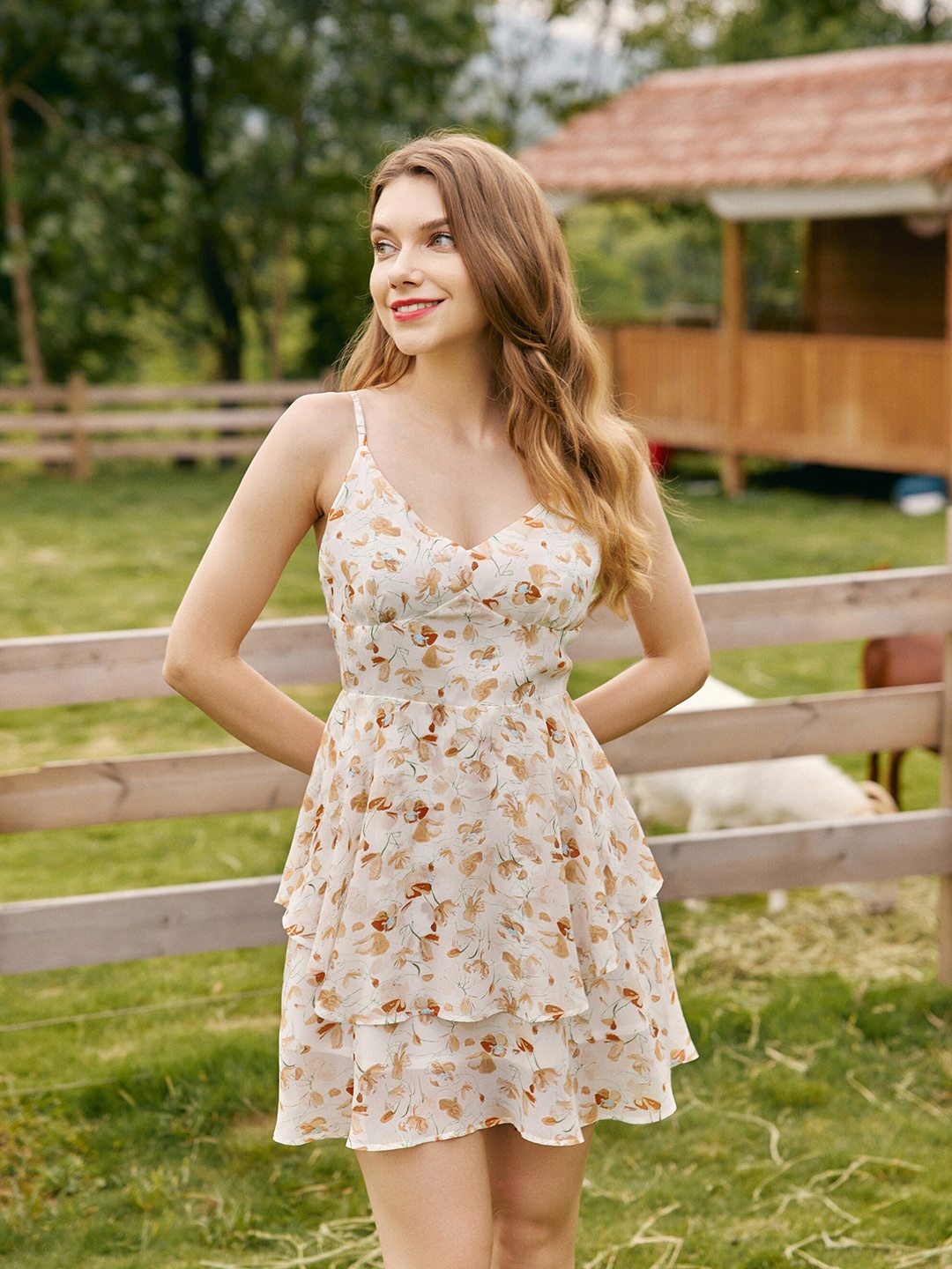 

URBANIC White Floral Dress