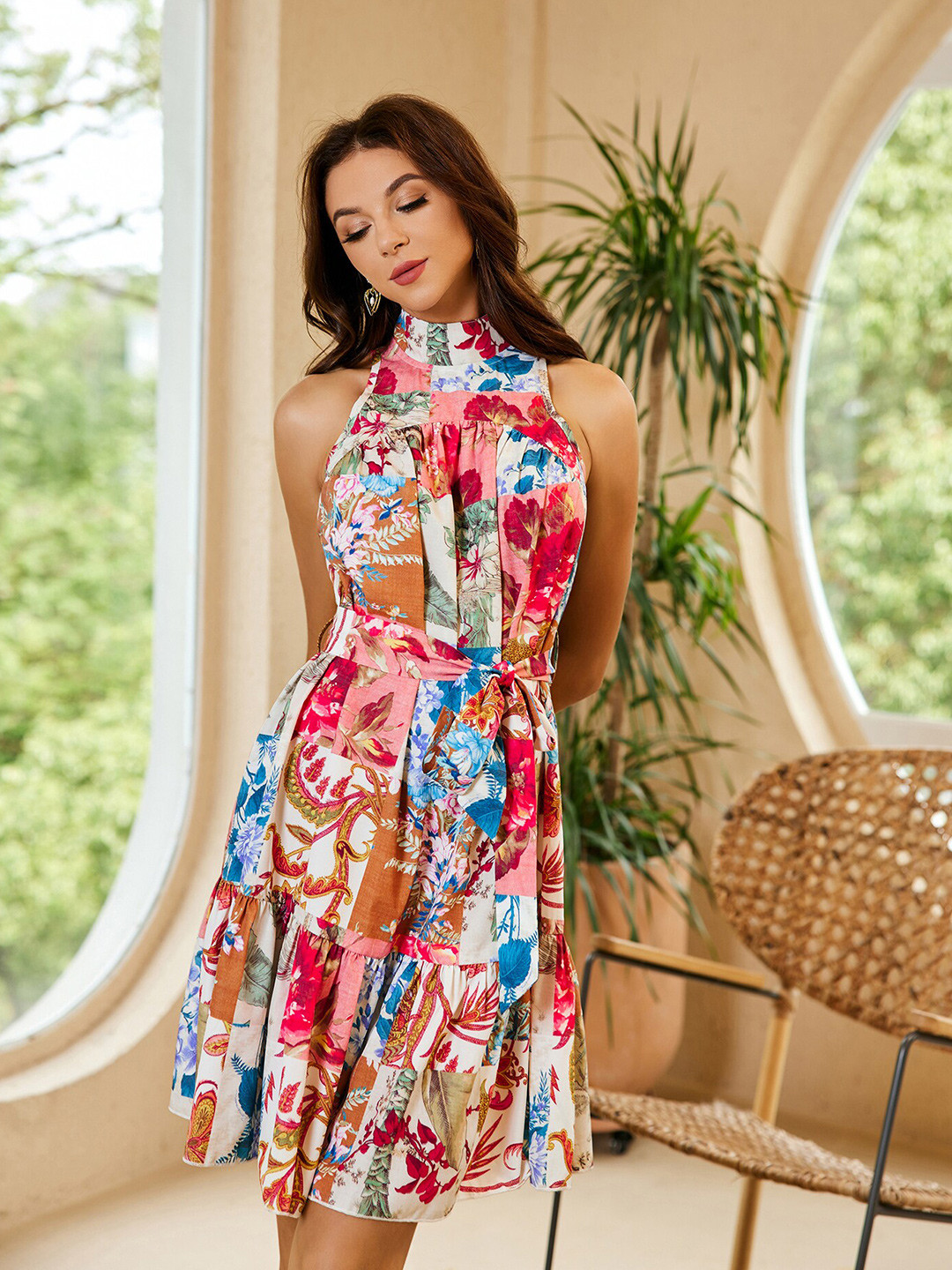 

URBANIC Multicoloured Floral Dress, Multi