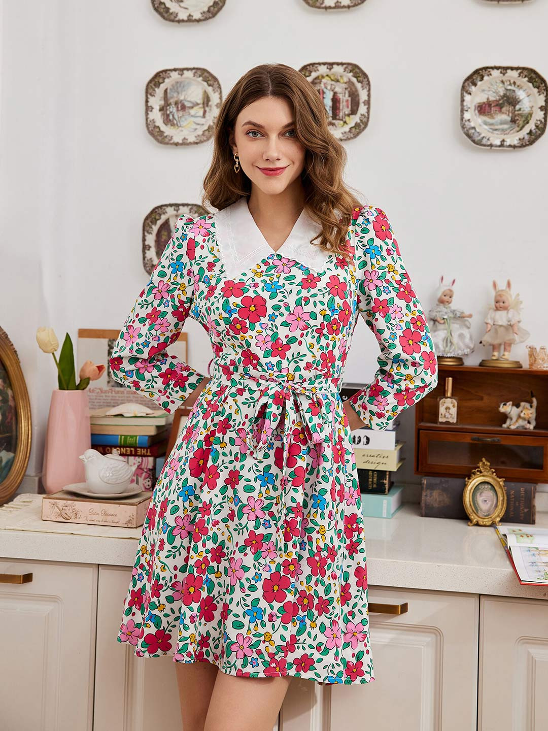

URBANIC Women Blue Floral A-Line Dress