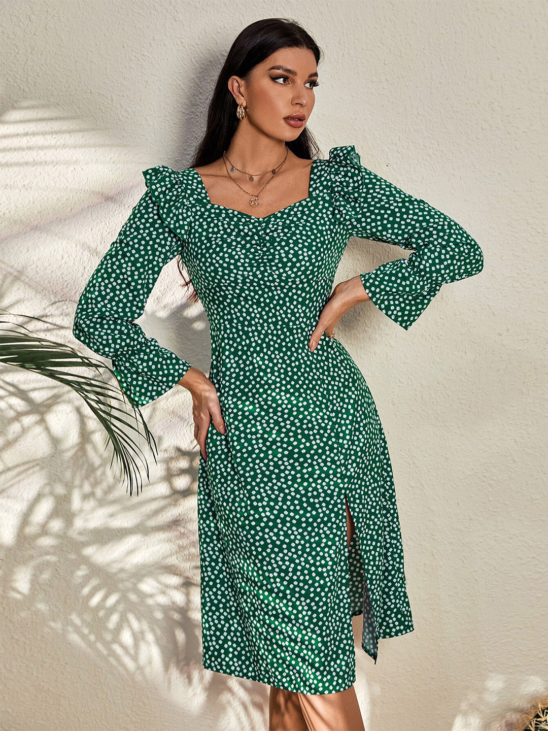 

URBANIC Green A-Line Dress