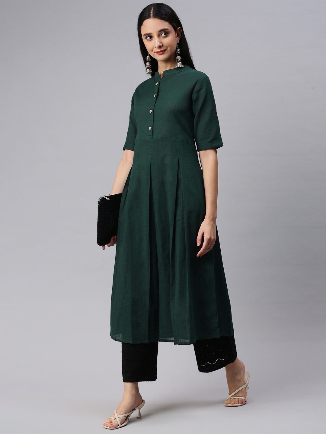 

KALINI Women Green Cotton Kurta