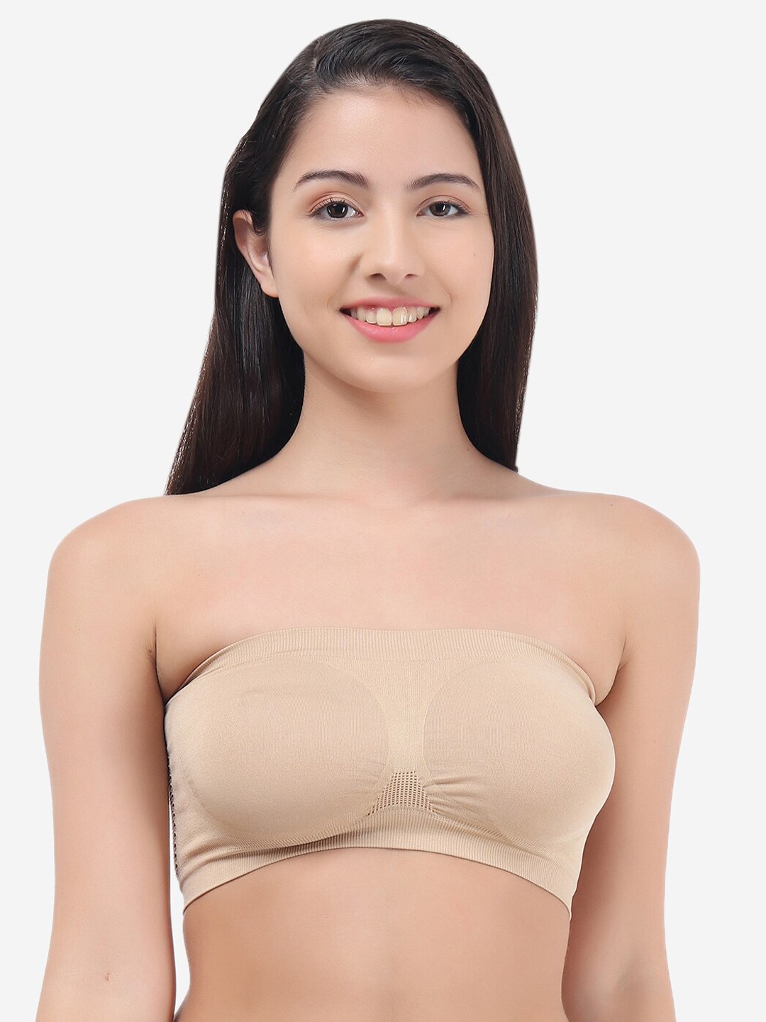 

Evalona Beige Solid Bandeau Tube Bra