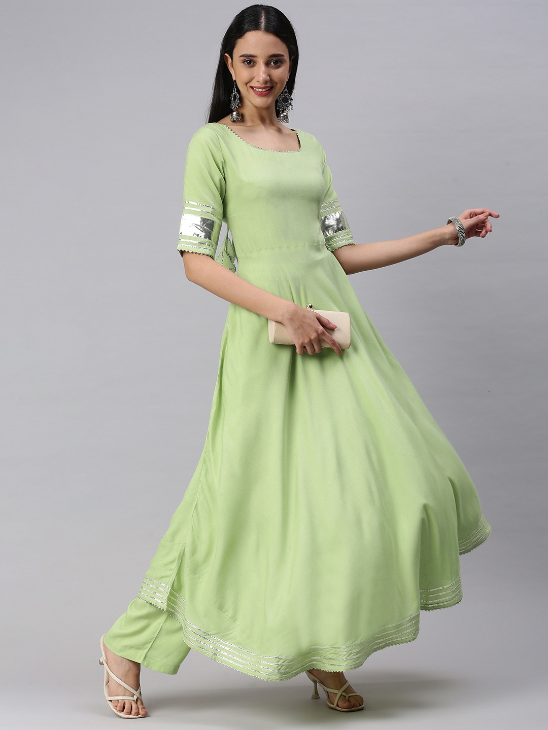

KALINI Women Green Gotta Patti Kurta with Palazzos