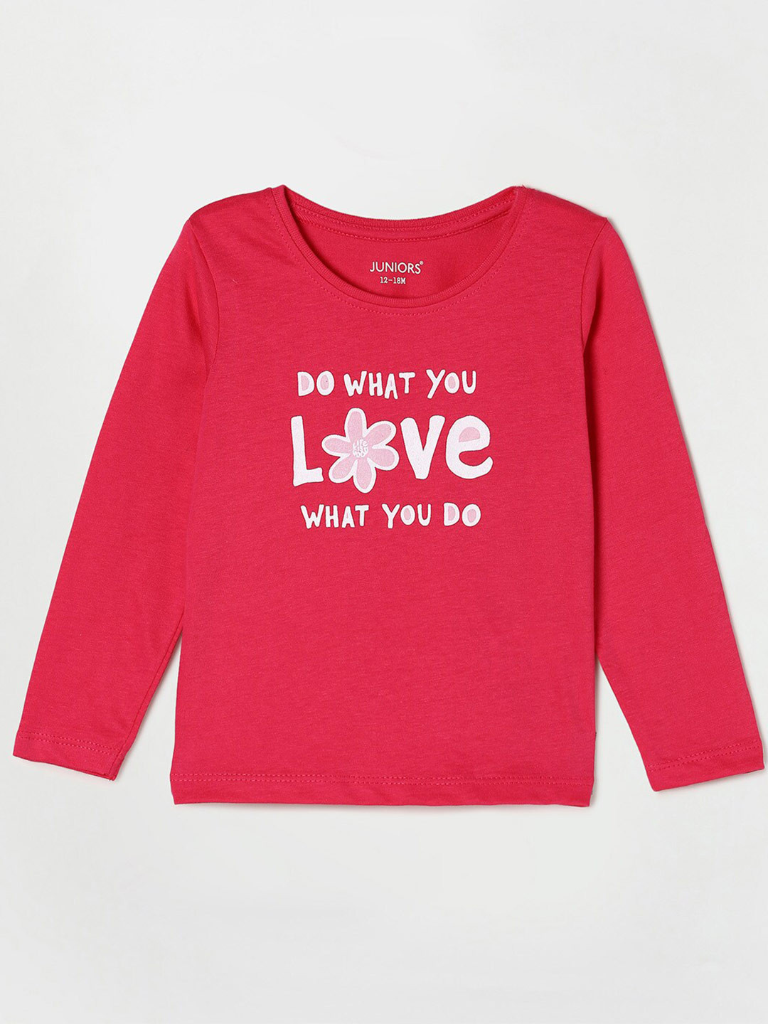 

Juniors by Lifestyle Girls Pink Typography Printed T-shirt