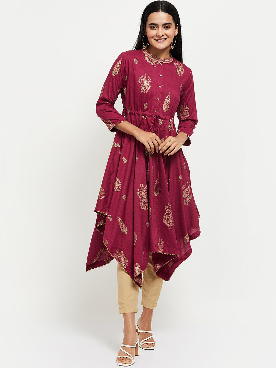 

max Women Pink Ethnic Motifs Printed Kurta