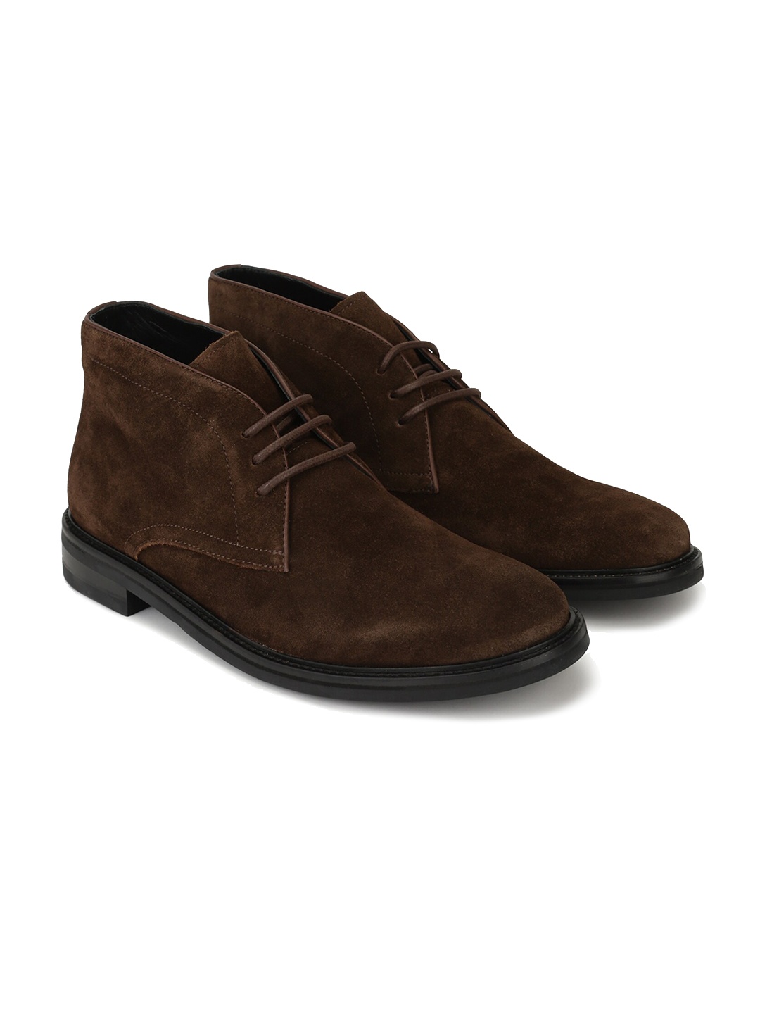 

Ted Baker Men Brown Solid Leather Suede Chukka Boots