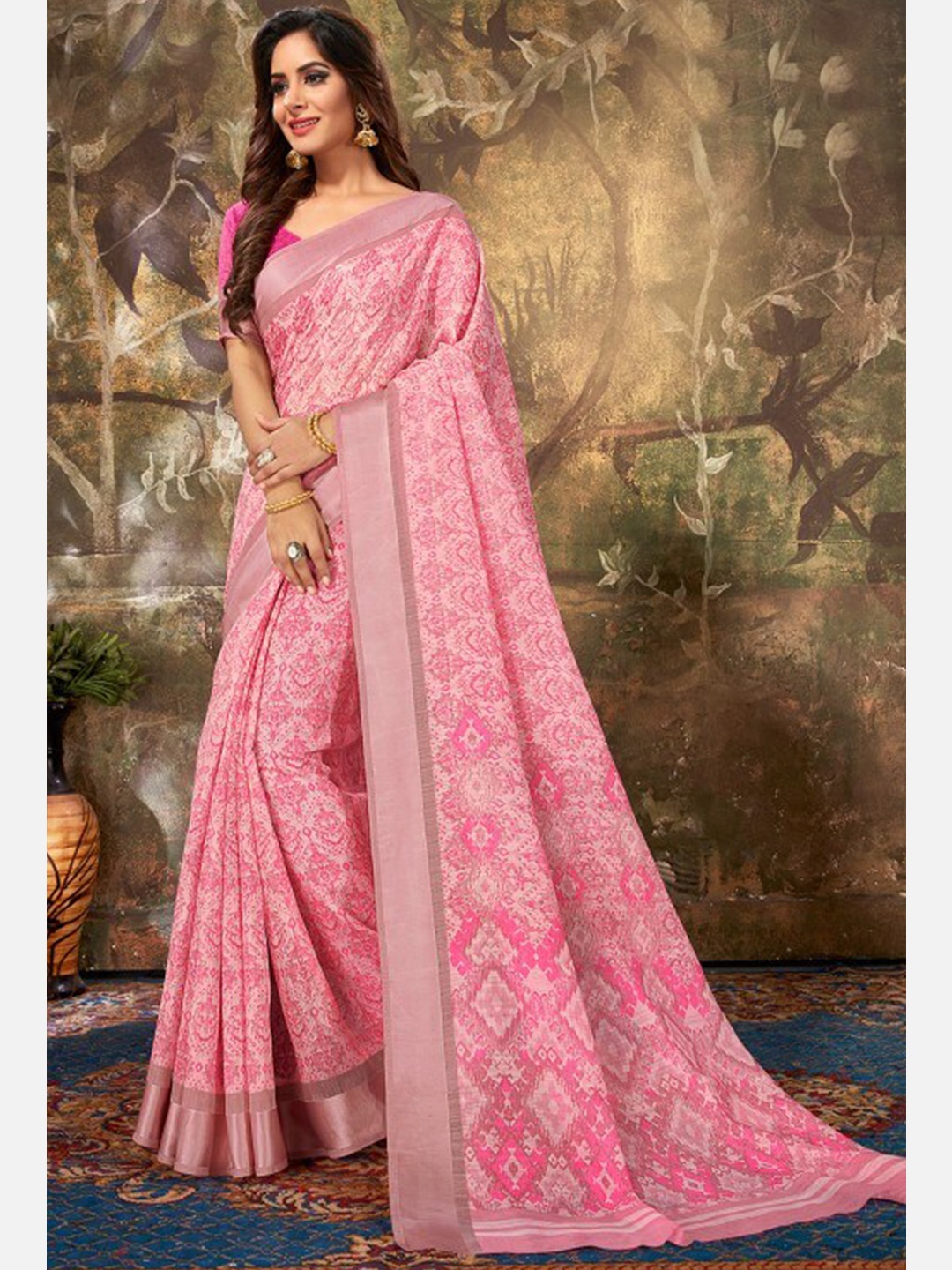 

KARAGIRI Pink Ethnic Motifs Saree