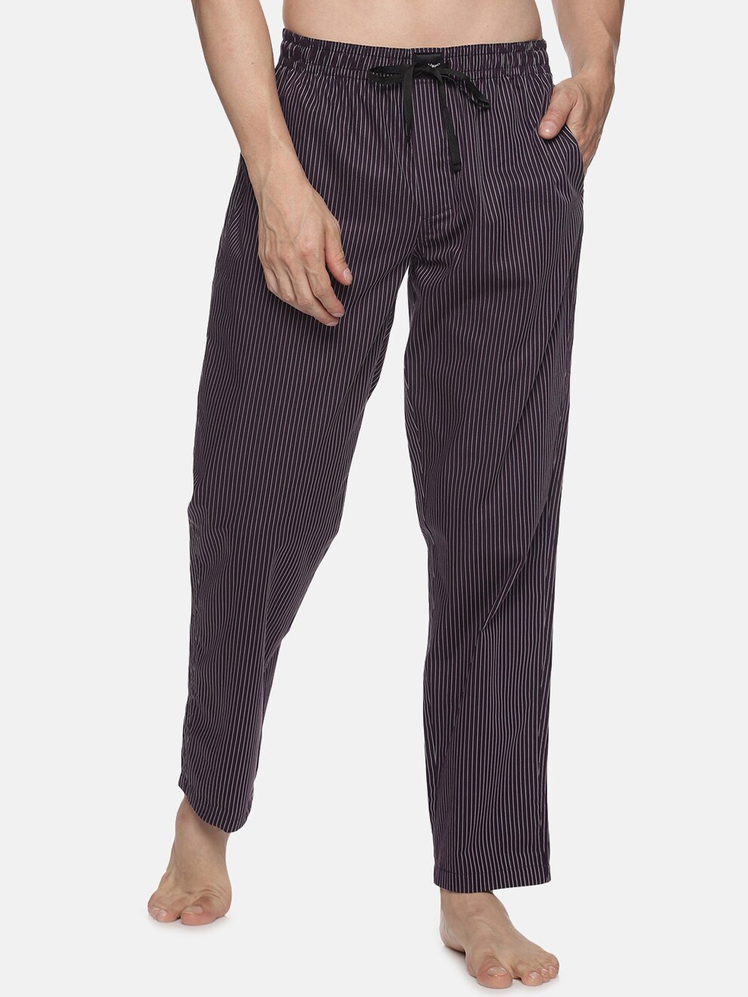 

DON VINO Men Purple Striped Cotton Lounge Pants