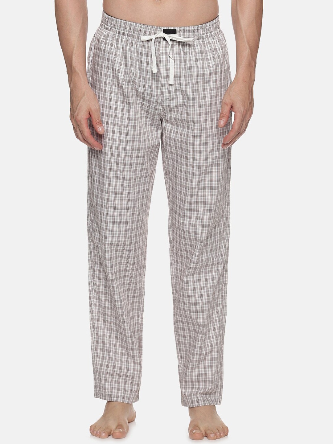 

DON VINO Men White & Brown Checked Pure Cotton Lounge Pants