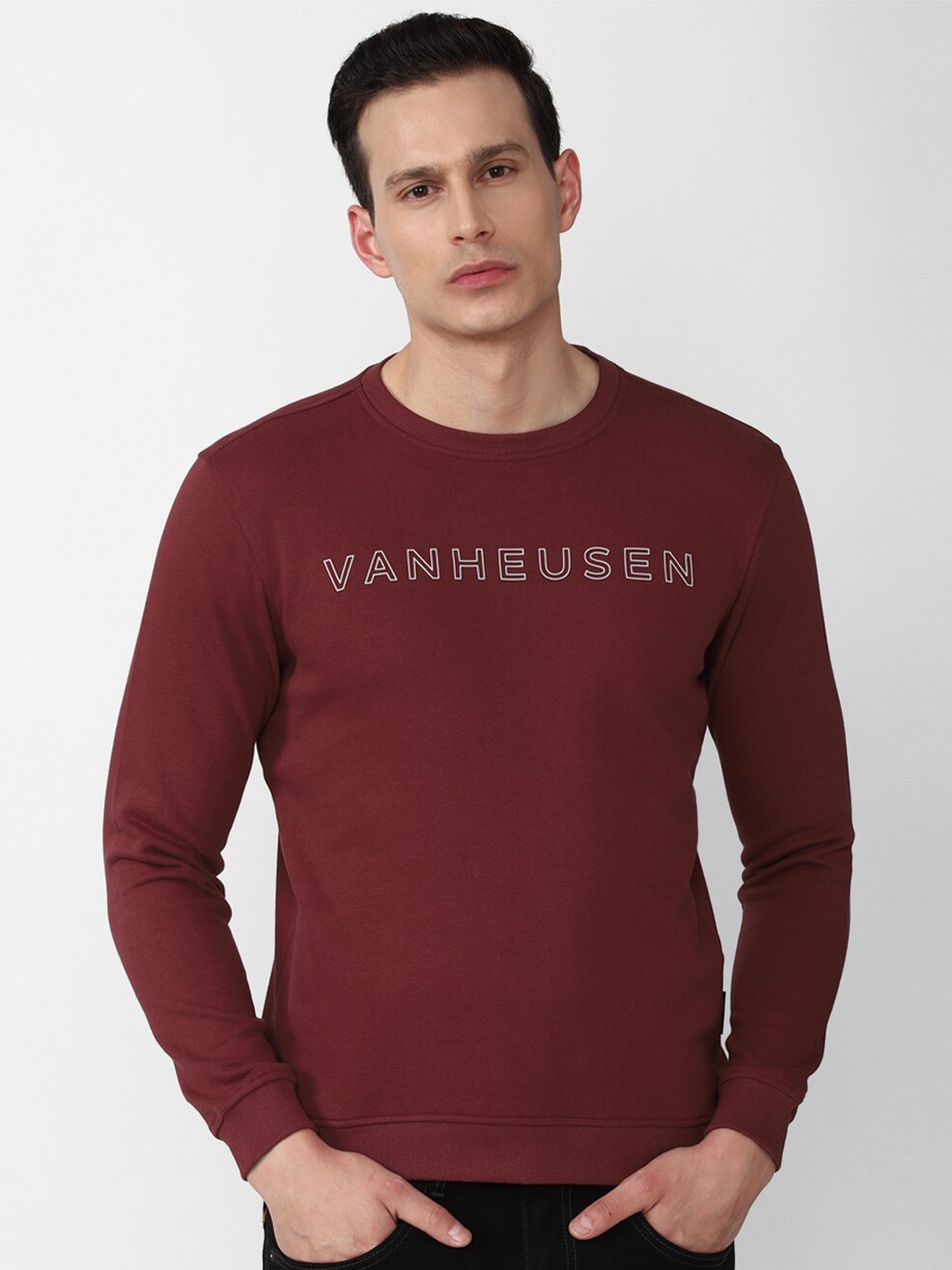 

Van Heusen Sport Men Maroon Printed Sweatshirt