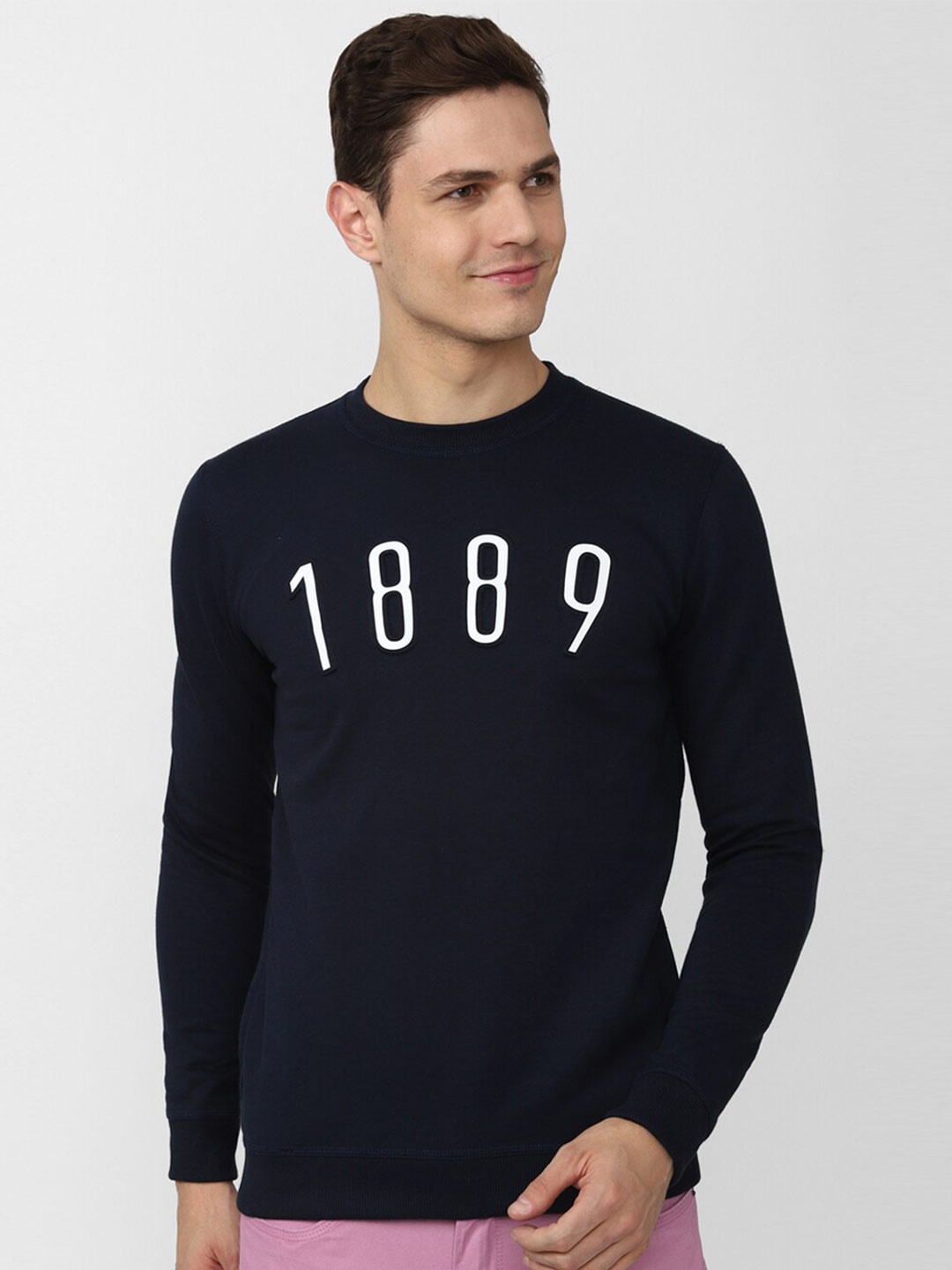 

Peter England Casuals Men Navy Blue Printed Sweatshirt