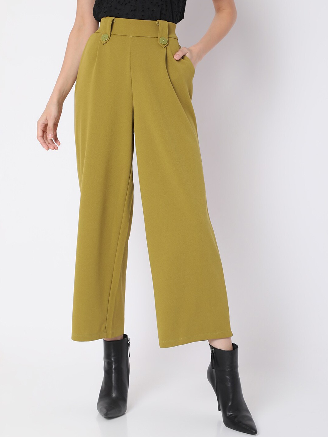 

Vero Moda Women Green High-Rise Trousers