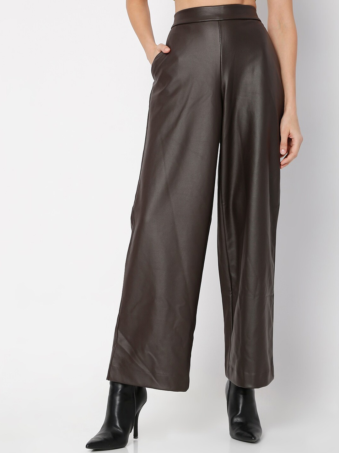 

Vero Moda Women Brown High-Rise Trousers