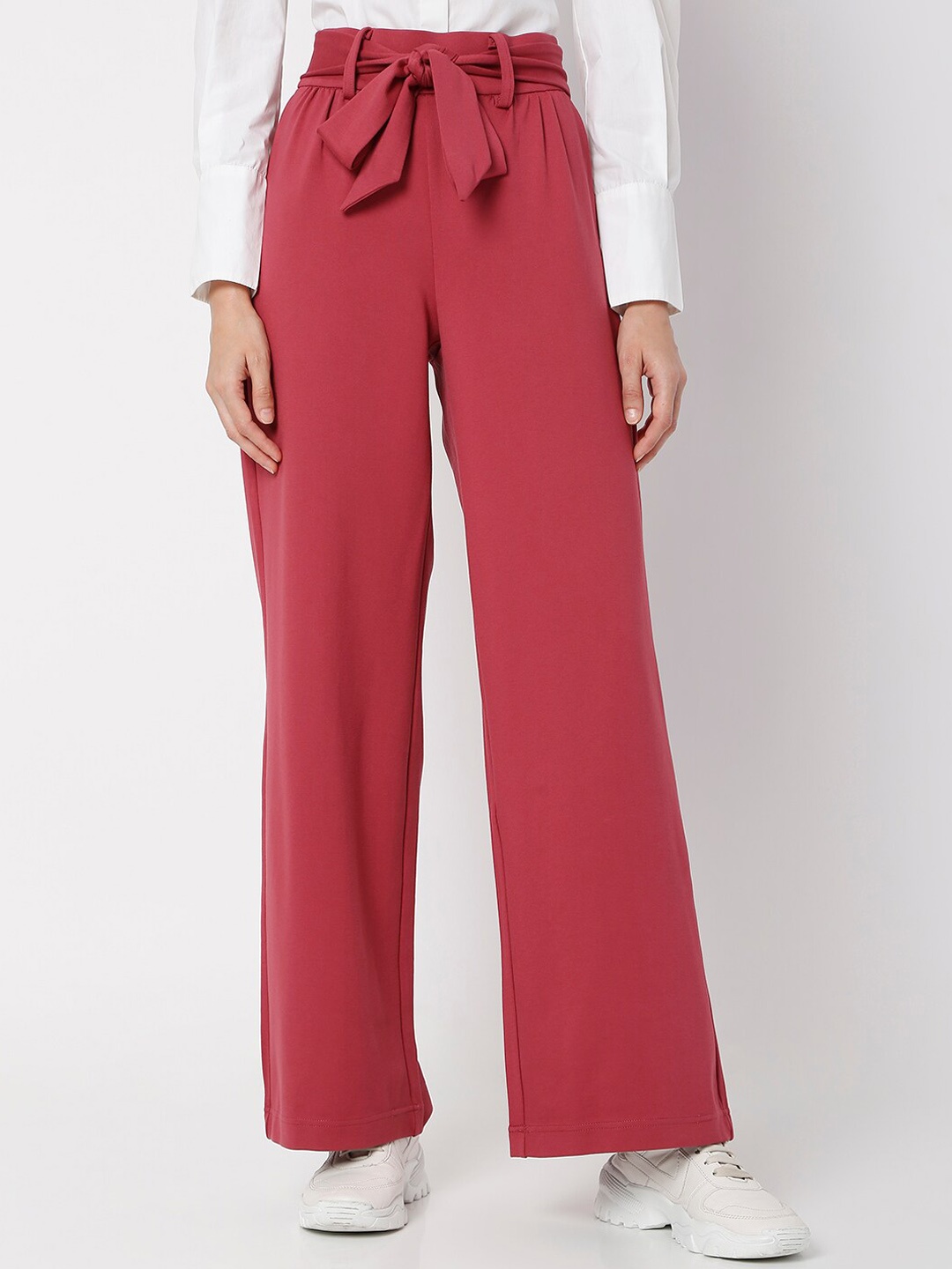 

Vero Moda Women Red Regular Fit High-Rise Solid Parallel Trousers