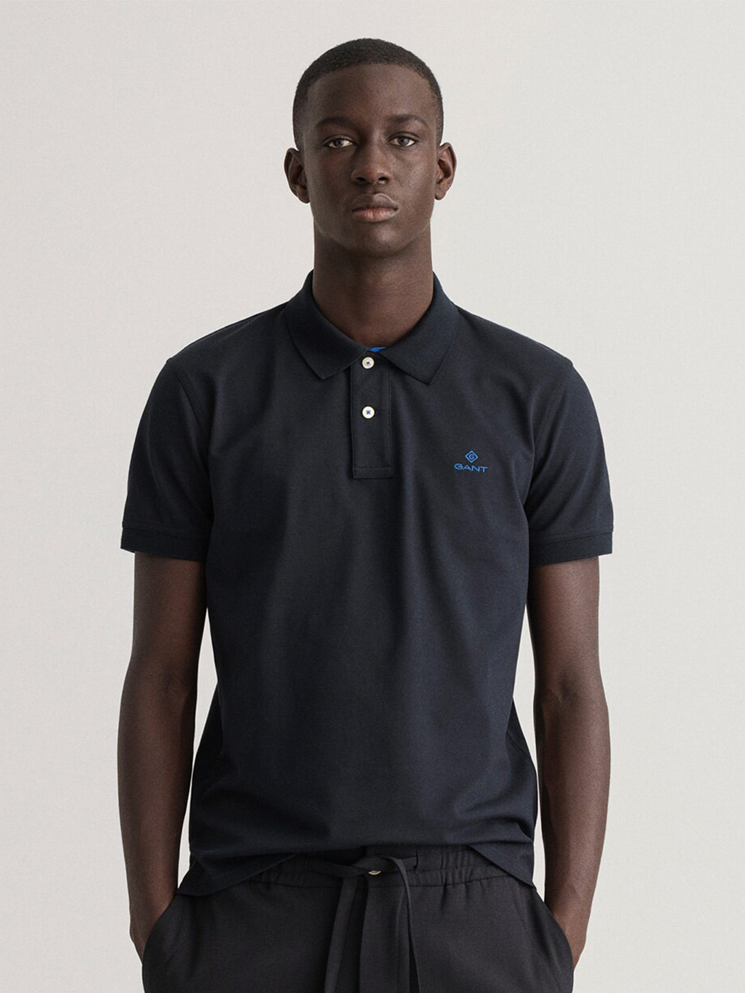 

GANT Men Black Polo Collar T-shirt