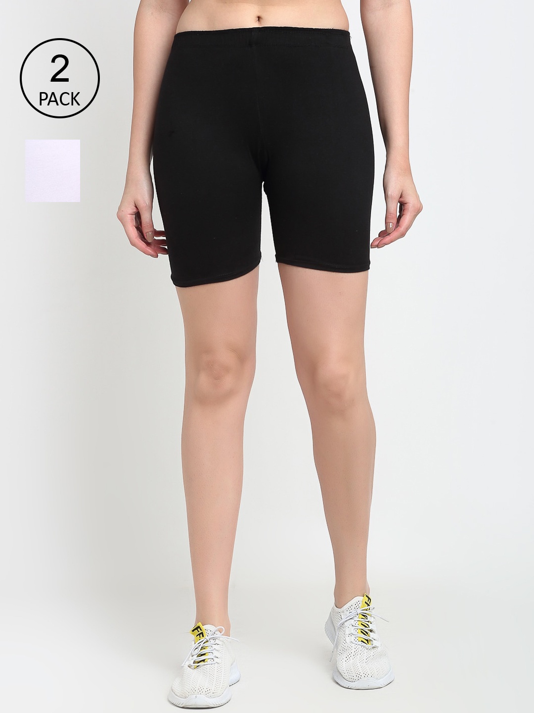 

GRACIT Women Pack of 2 Black Cycling Sports Shorts