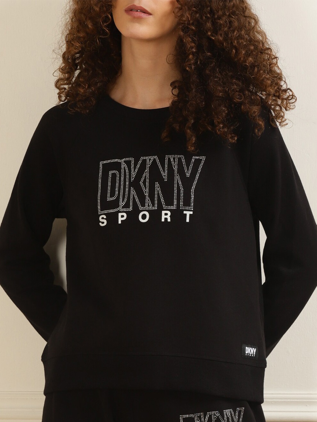 

DKNY Women Black Printed Sweatshirt