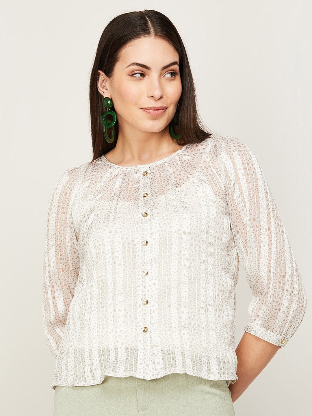 

CODE by Lifestyle Beige Animal Print Top