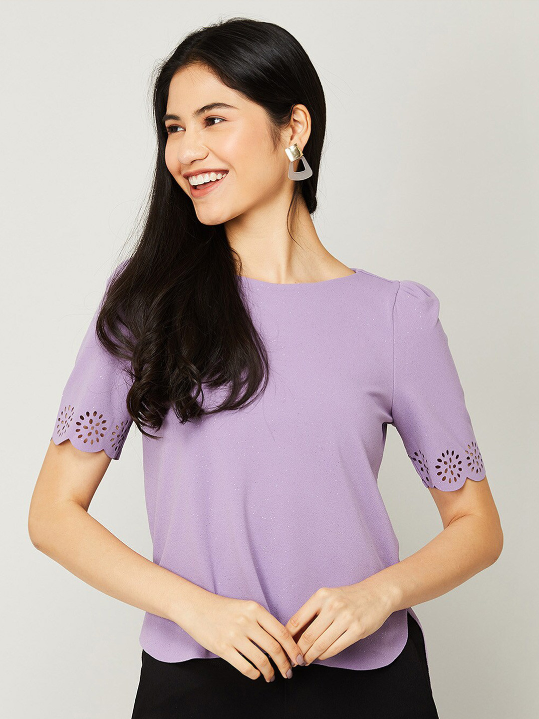 

CODE by Lifestyle Women Lavender Puff Sleeves Top