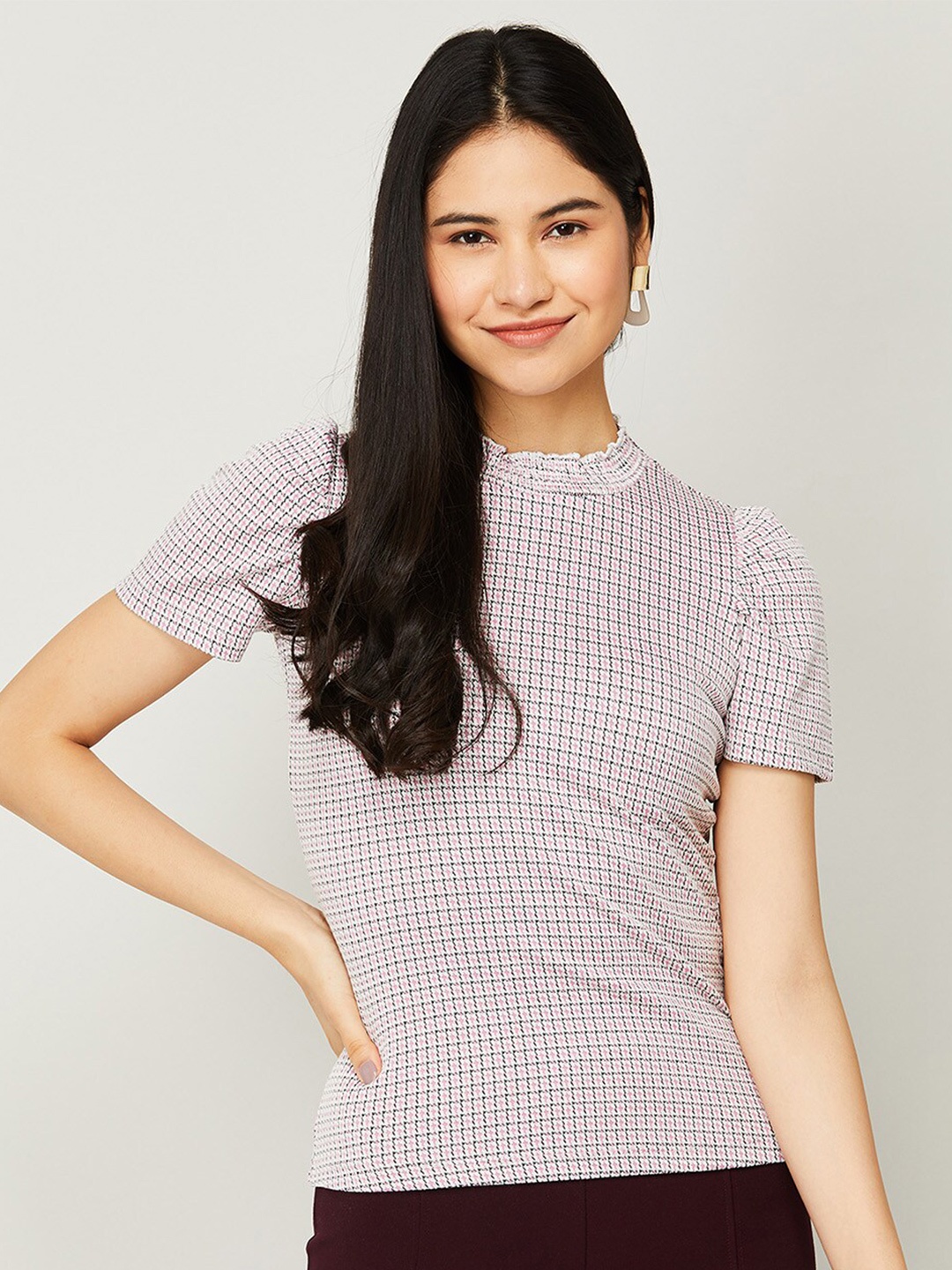 

CODE by Lifestyle Women Pink Checked Top