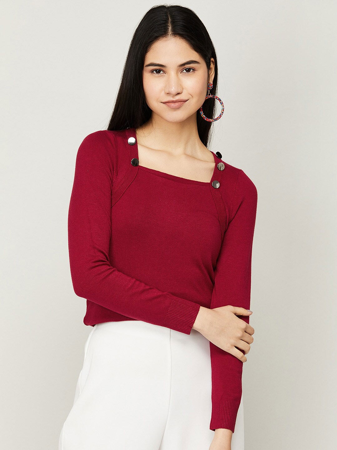 

CODE by Lifestyle Maroon Solid Top