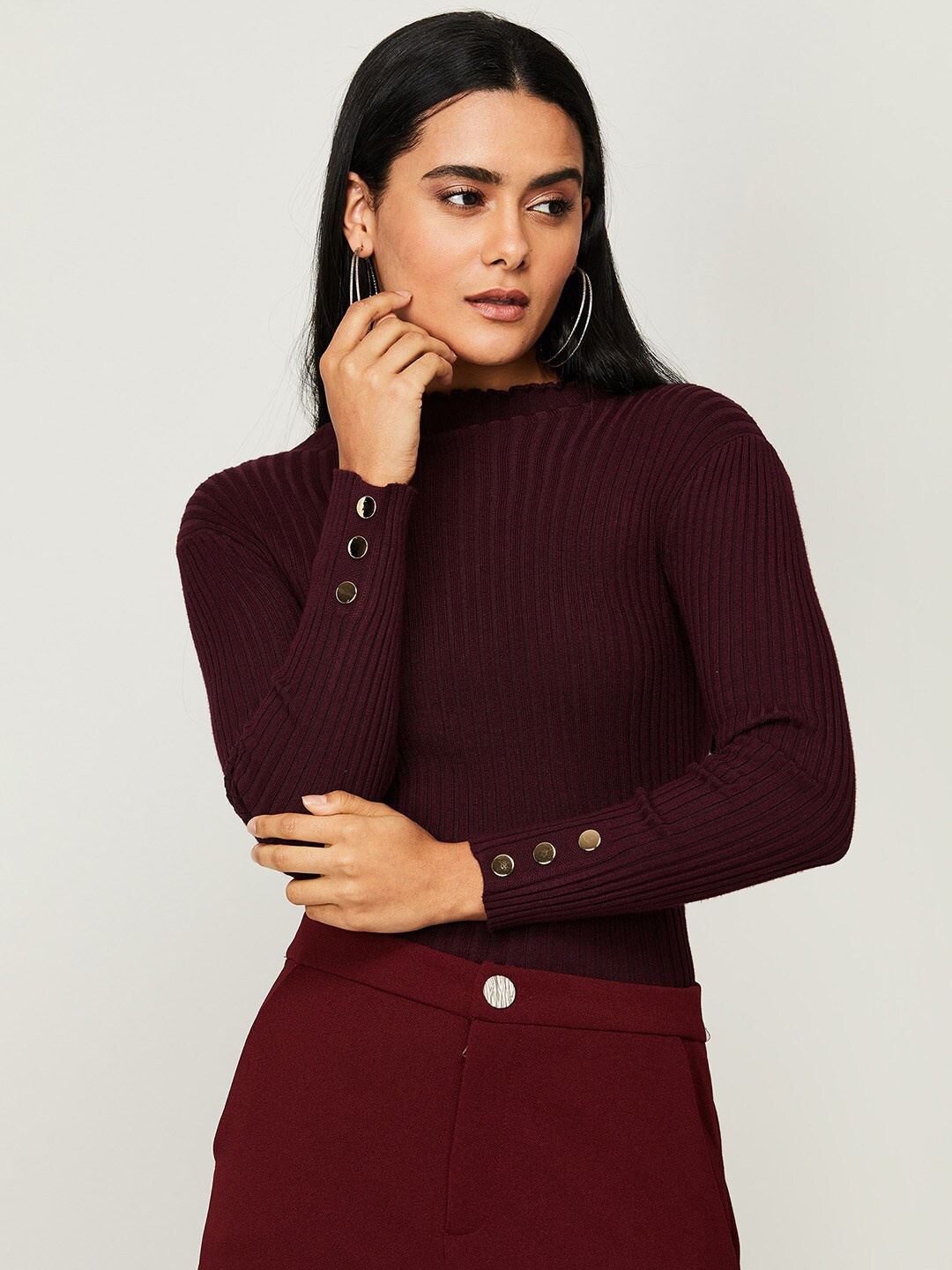 

CODE by Lifestyle Women Maroon Polyester Casual Top