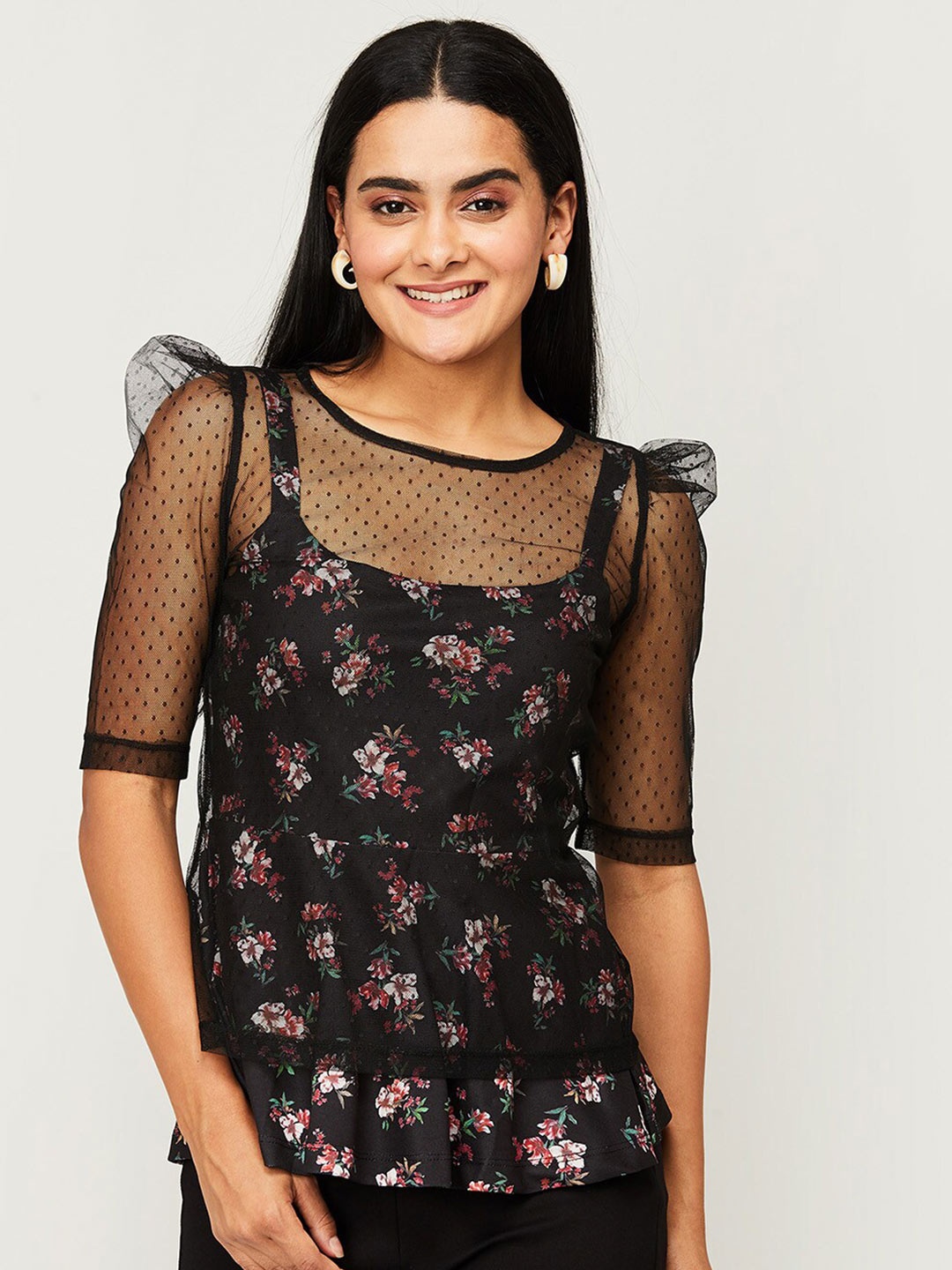 

CODE by Lifestyle Black Floral Print Top