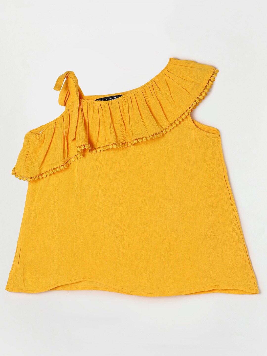 

Fame Forever by Lifestyle Yellow One Shoulder Ruffles Top