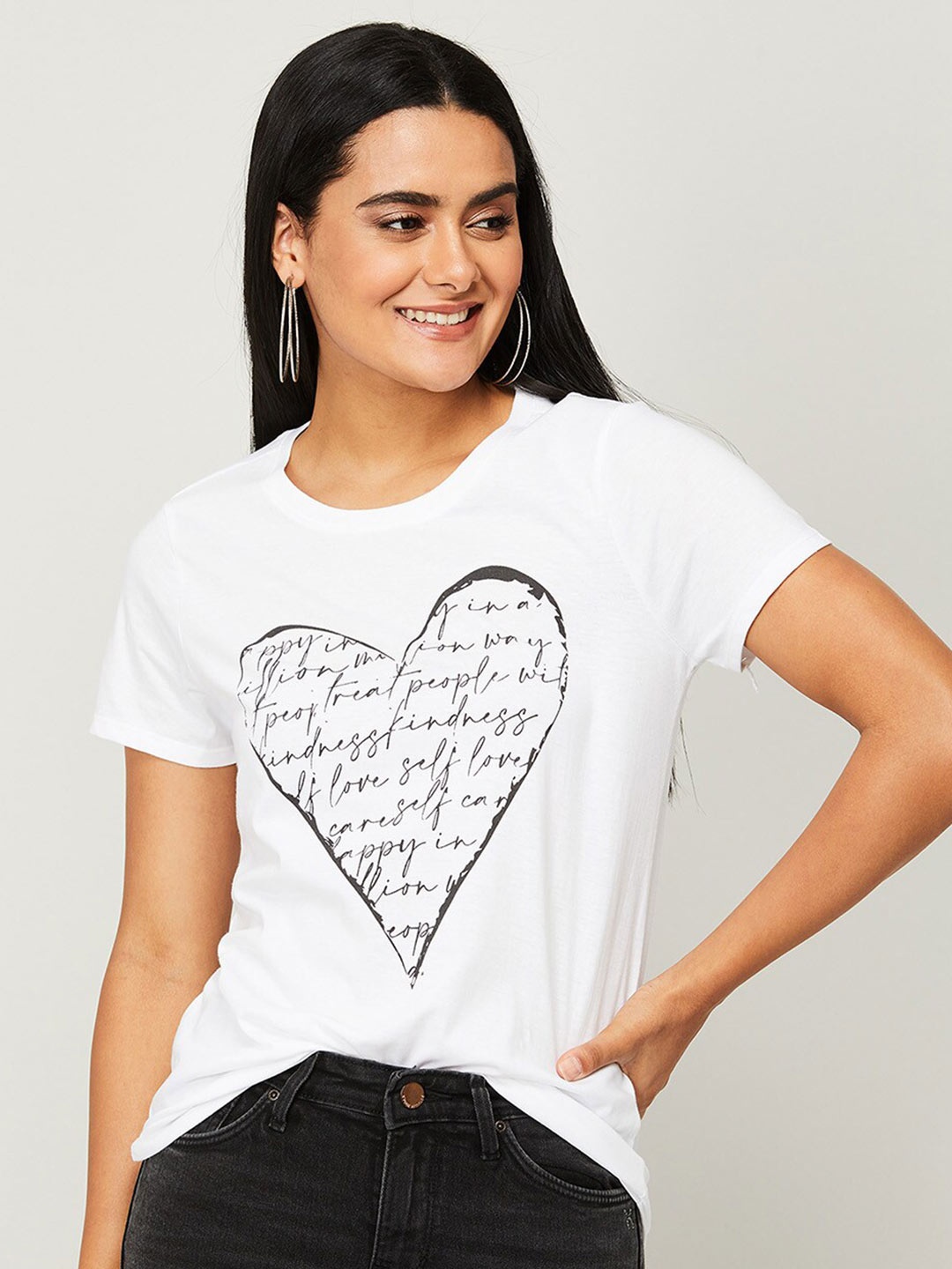 

Fame Forever by Lifestyle Women White Typography Printed T-shirt