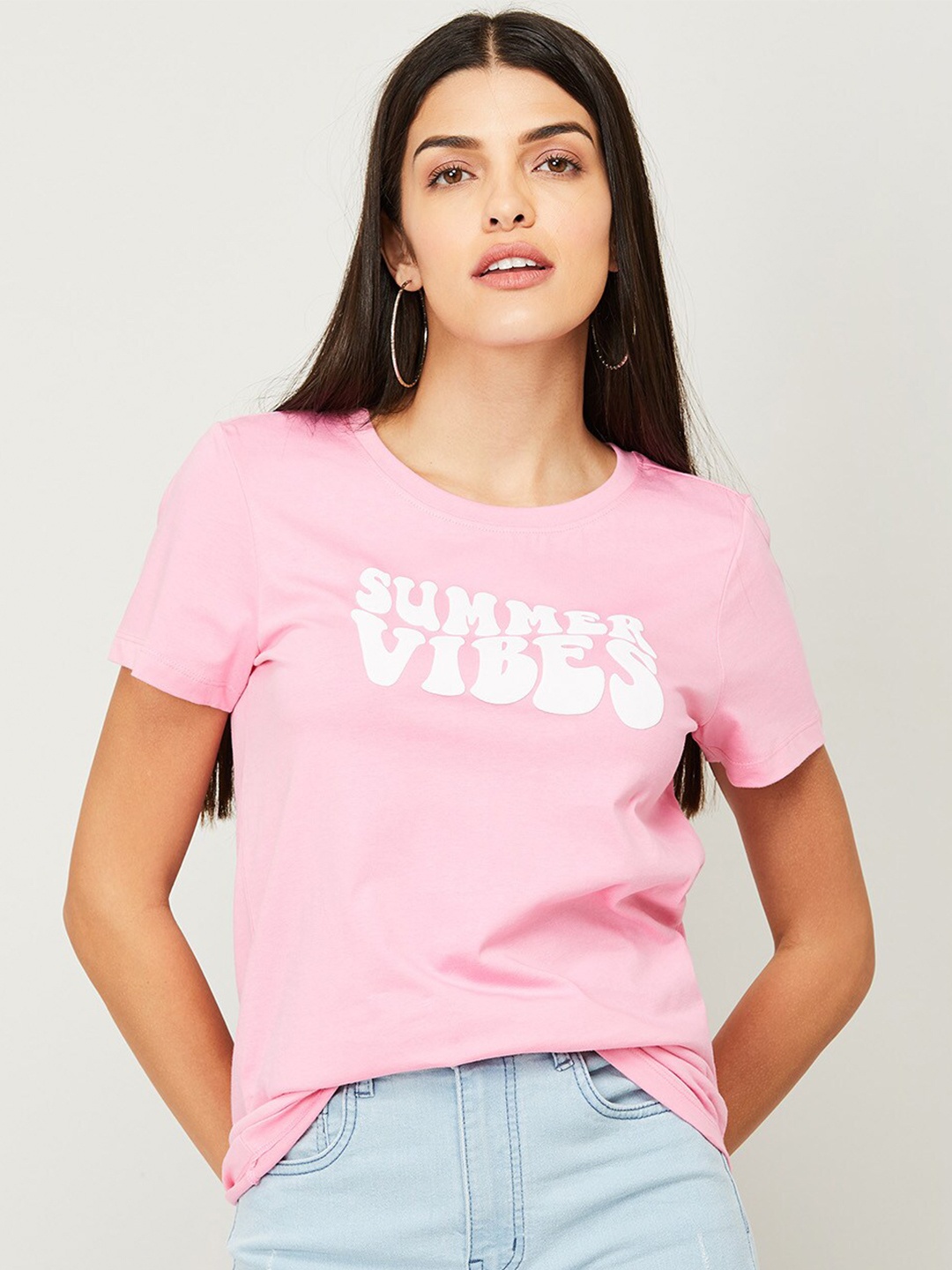 

Fame Forever by Lifestyle Women Pink Typography Print Top
