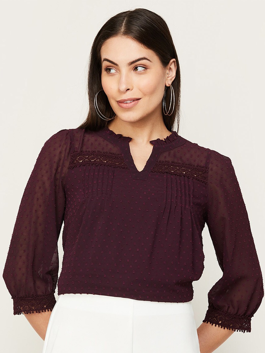 

Fame Forever by Lifestyle Women Red Keyhole Neck Top