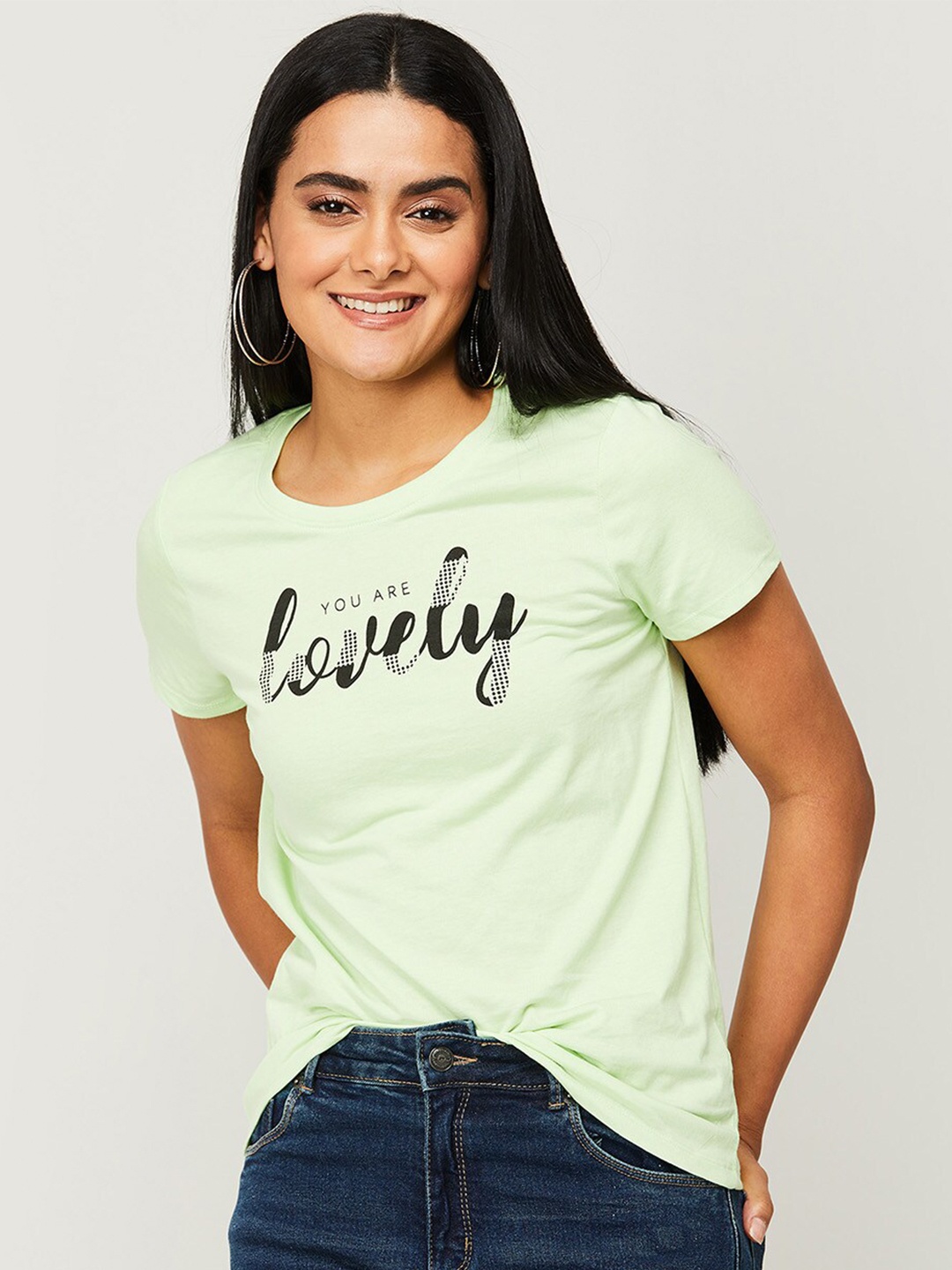 

Fame Forever by Lifestyle Women Green Print Top