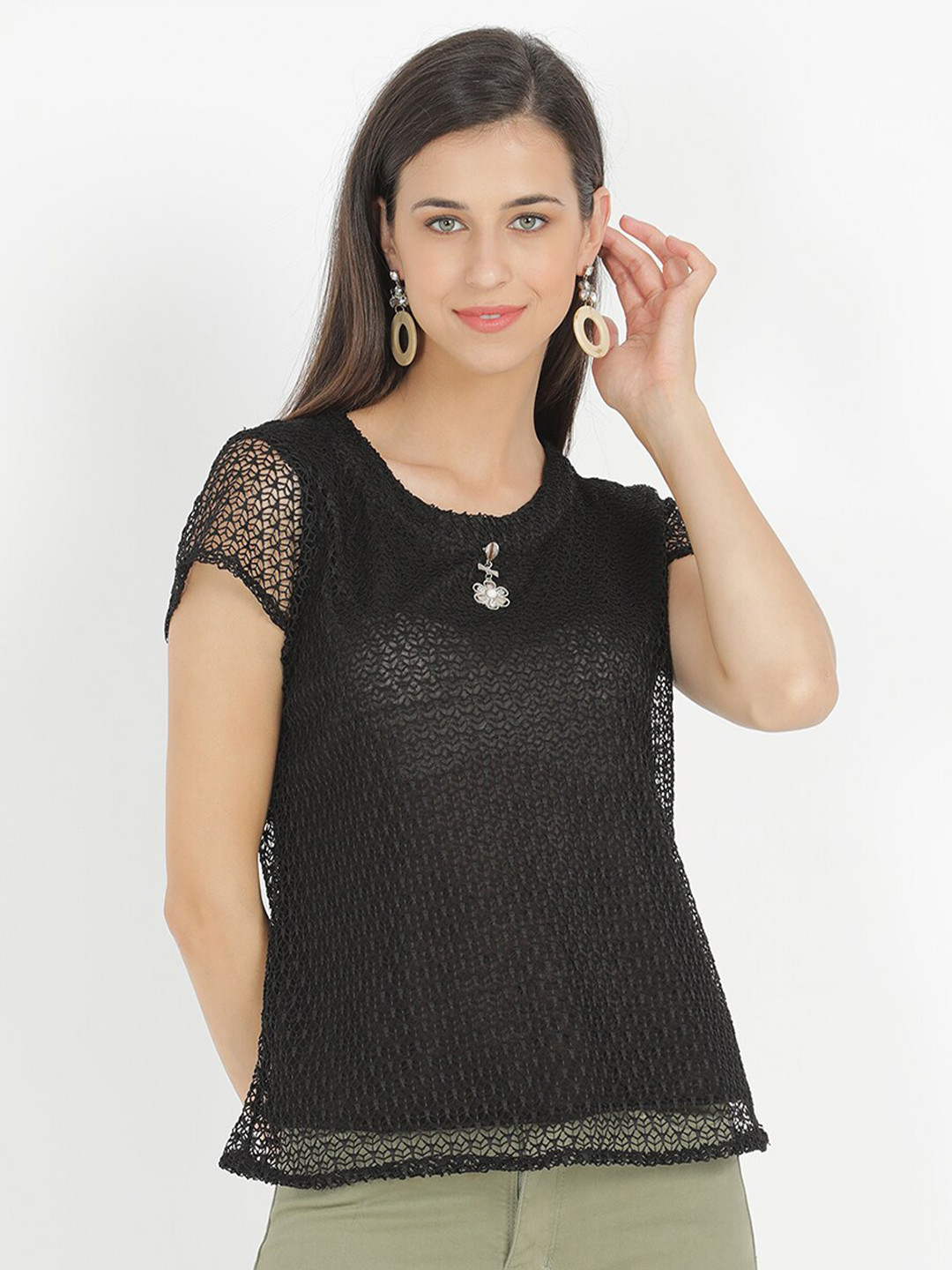 

V2 Value & Variety Women Black Net Top