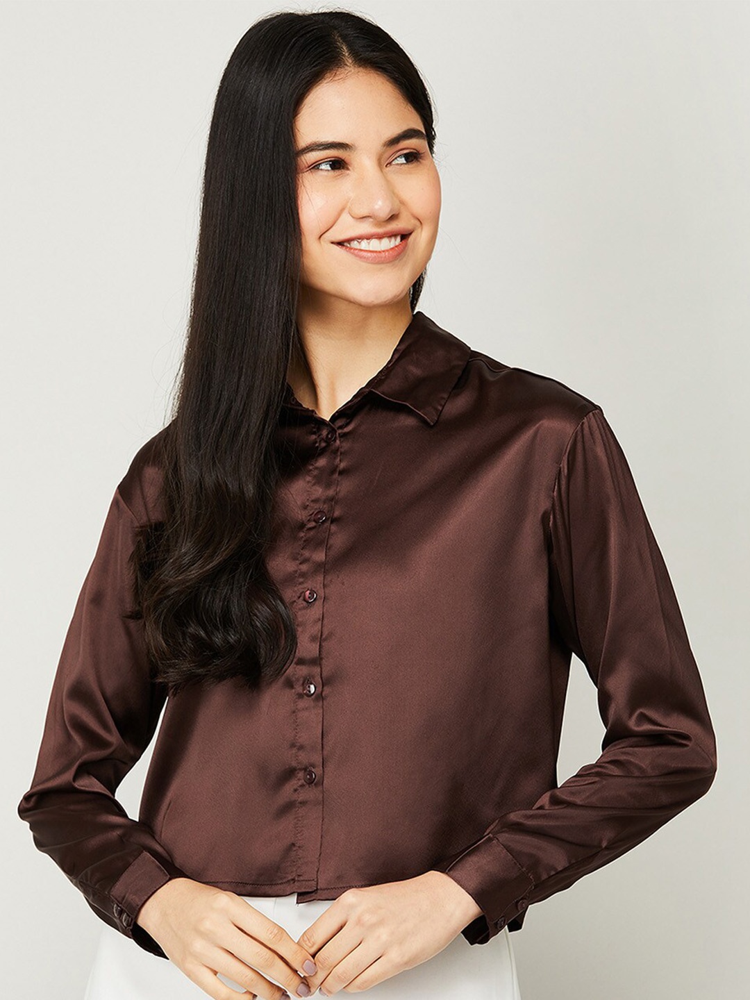 

Ginger by Lifestyle Brown Shirt Style Top