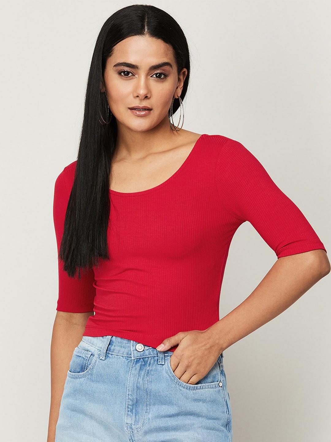 

Ginger by Lifestyle Women Red Solid Top