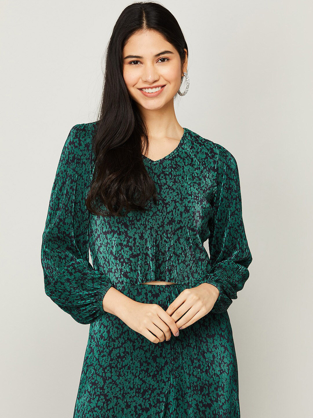 

Ginger by Lifestyle Women Green Floral Print Top