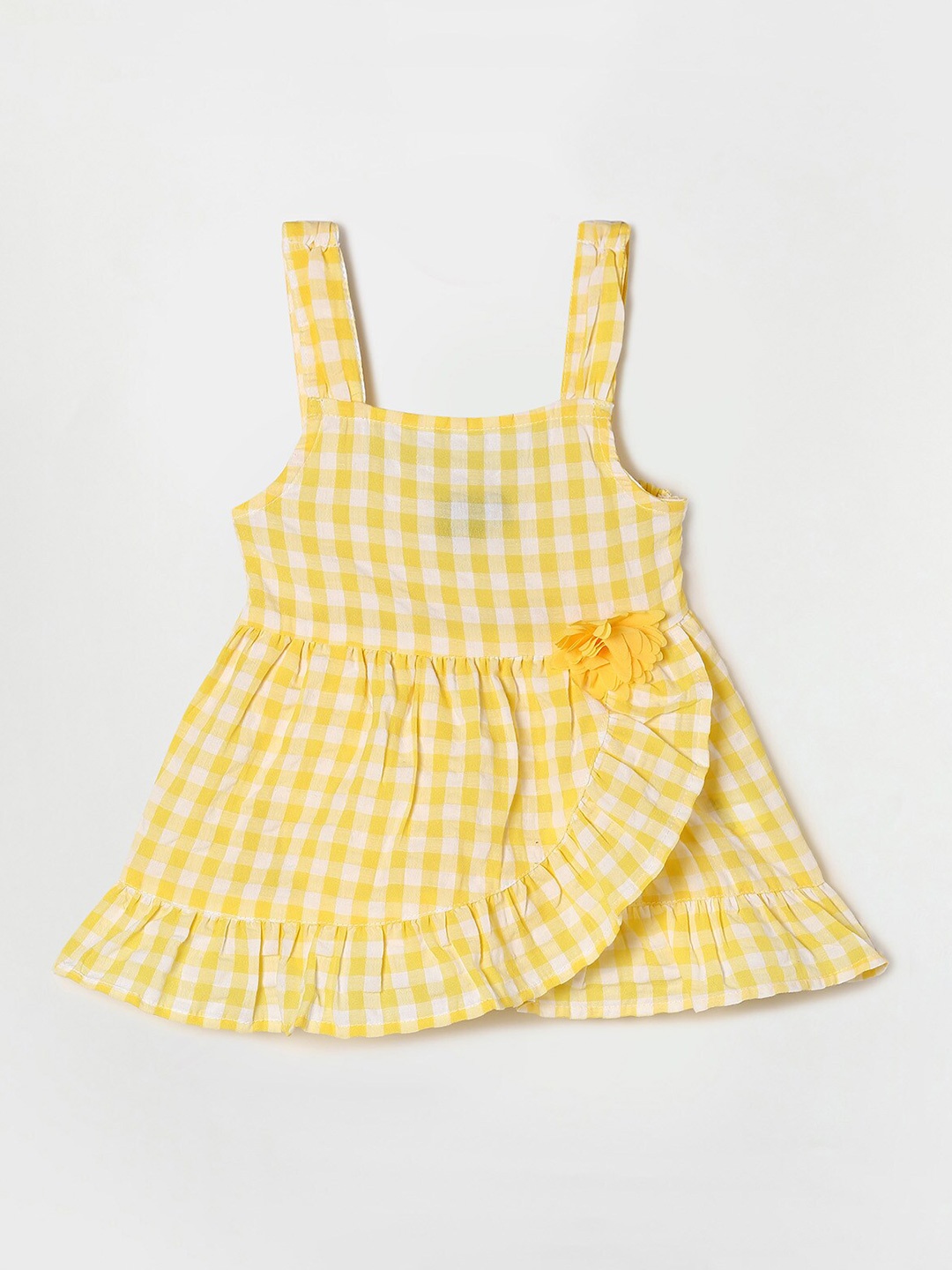 

Juniors by Lifestyle Girls Yellow Checked A-Line Dress