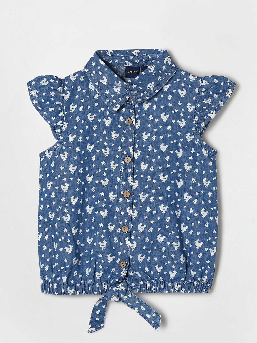 

Juniors by Lifestyle Blue Print Shirt Style Top