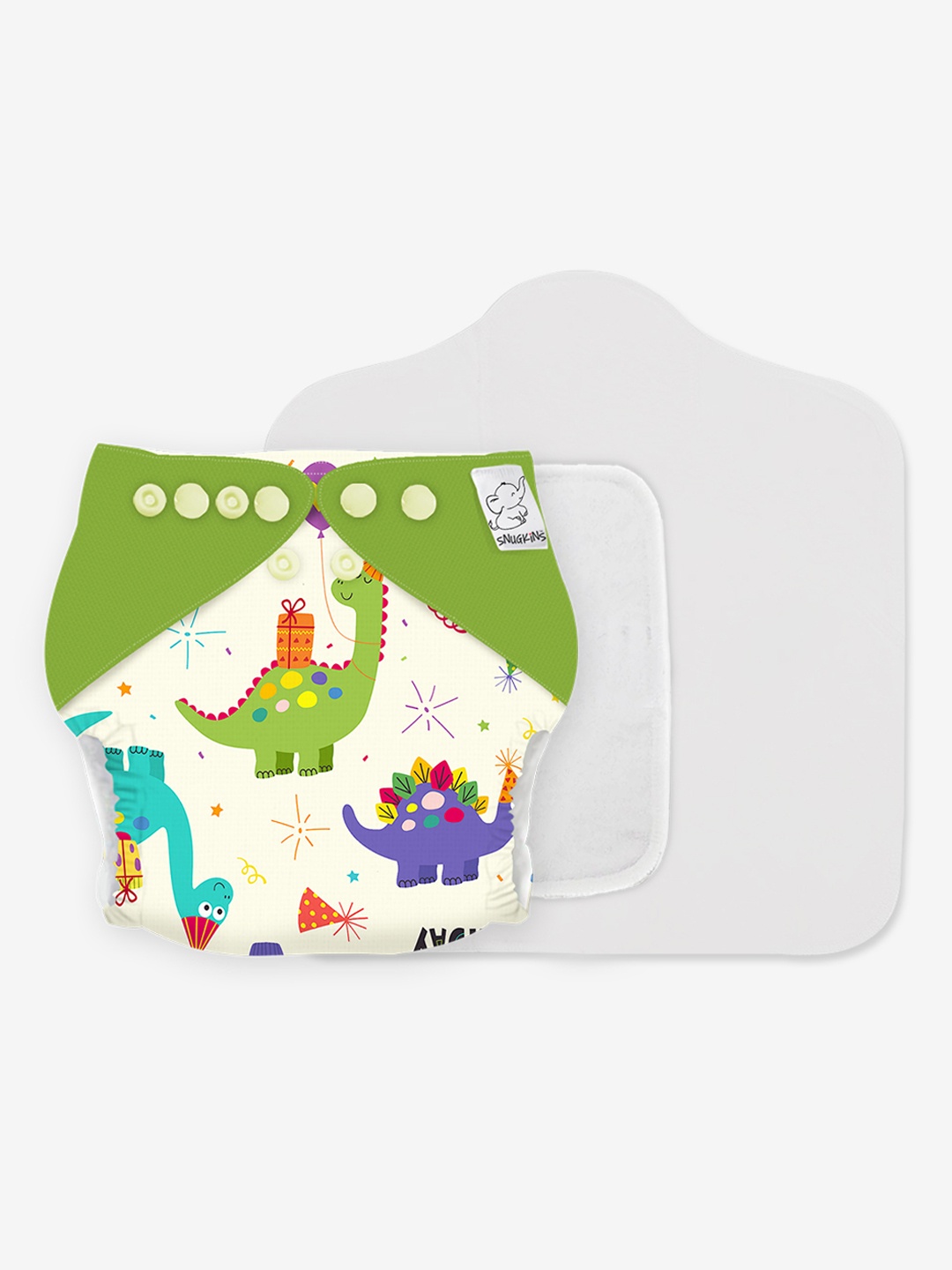 

Snugkins Infants Cloth Diaper + 1 WetFree Organic Cotton Prefold Pad & 1 Booster Pad, Cream