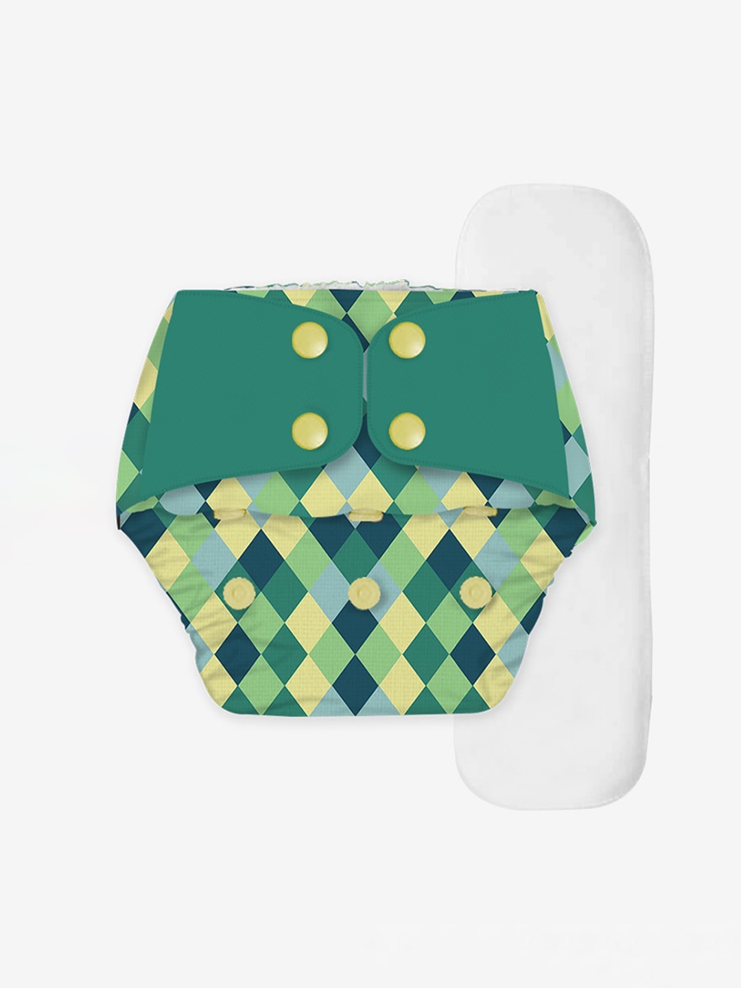 

Snugkins Infant Cloth Diaper + 1 Wet-Free Microfiber Terry Soaker, Green