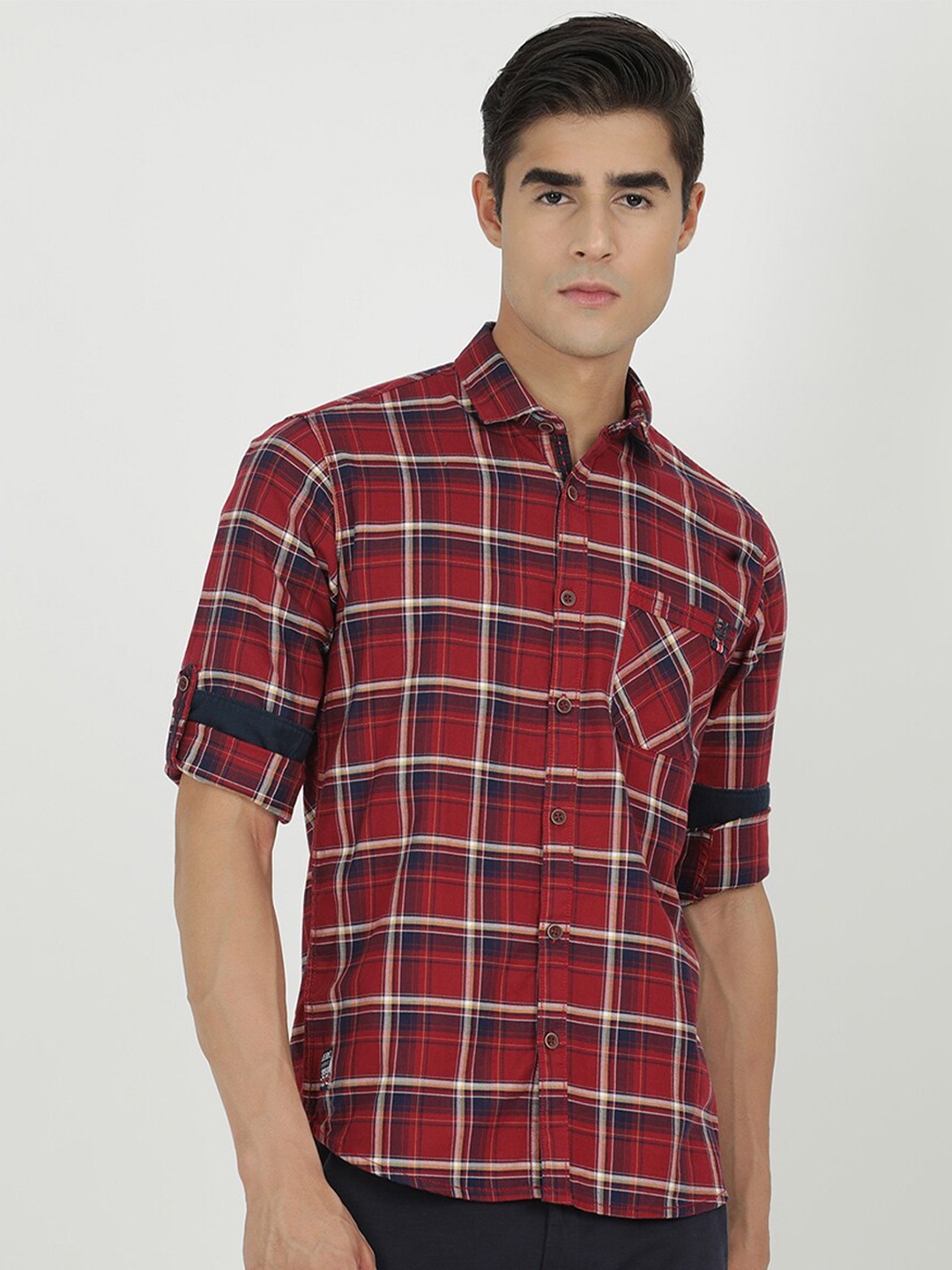 

V2 Value & Variety Men Maroon Tartan Checks Checked Casual Shirt