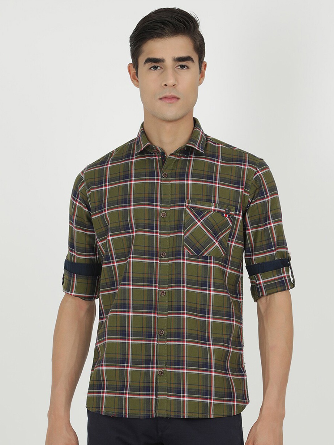 

V2 Value & Variety Men Green Tartan Checks Checked Casual Shirt