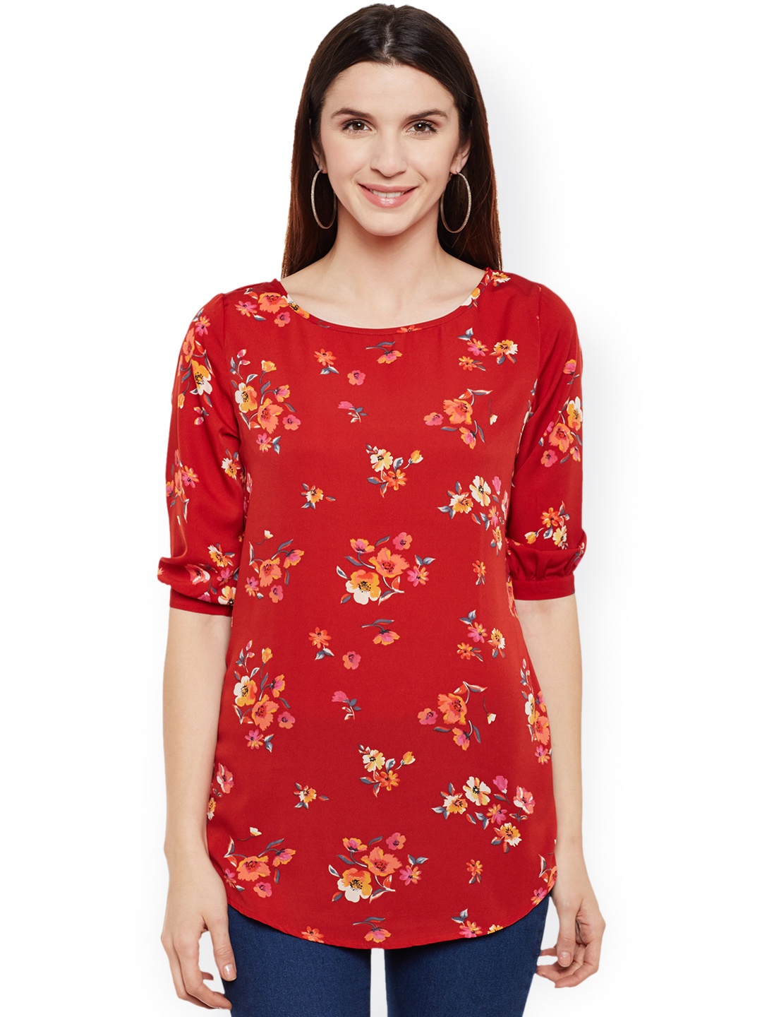 

Ruhaans Women Red Printed Top
