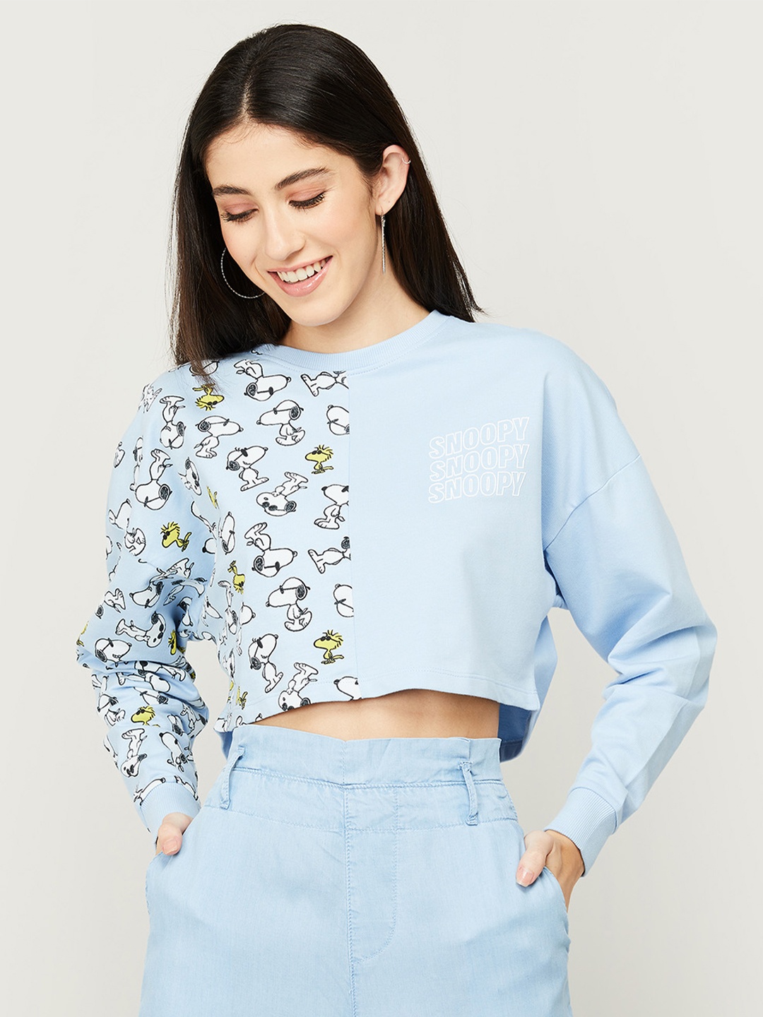 

Ginger by Lifestyle Women Blue Printed Sweatshirt